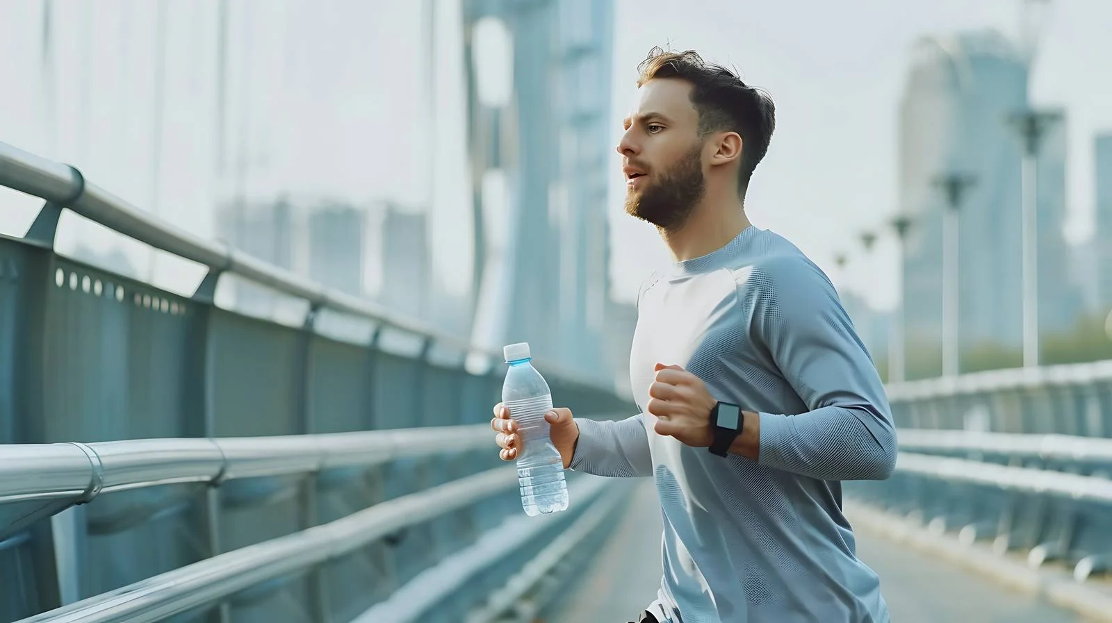 Active Man Running with Water Bottle — free download from Dotvec