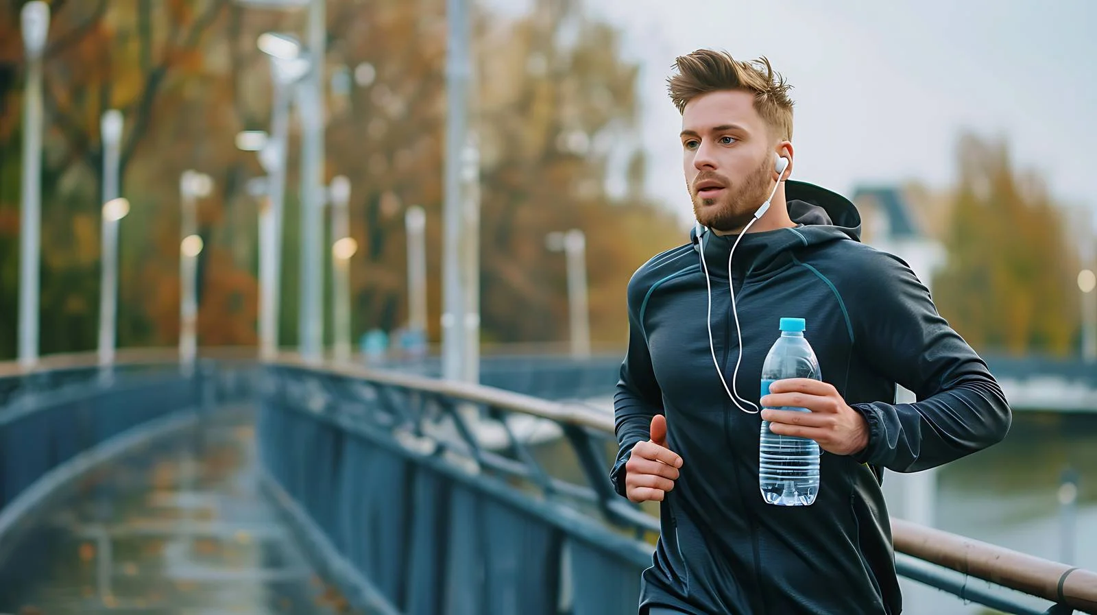 Man with Water Bottle and Smartphone — free download from Dotvec