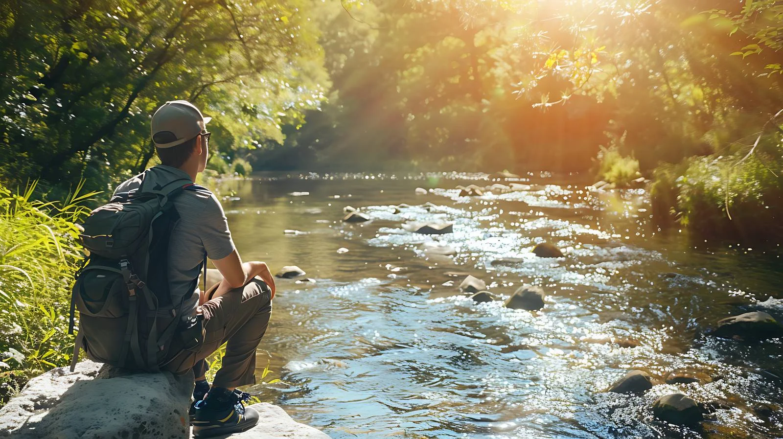 Serene Man by Stream on Stone — free download from Dotvec