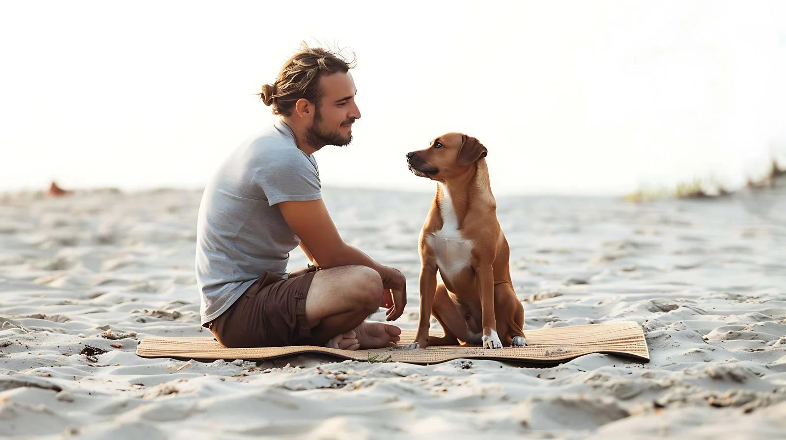 Man Petting Dog on Mat — free download from Dotvec