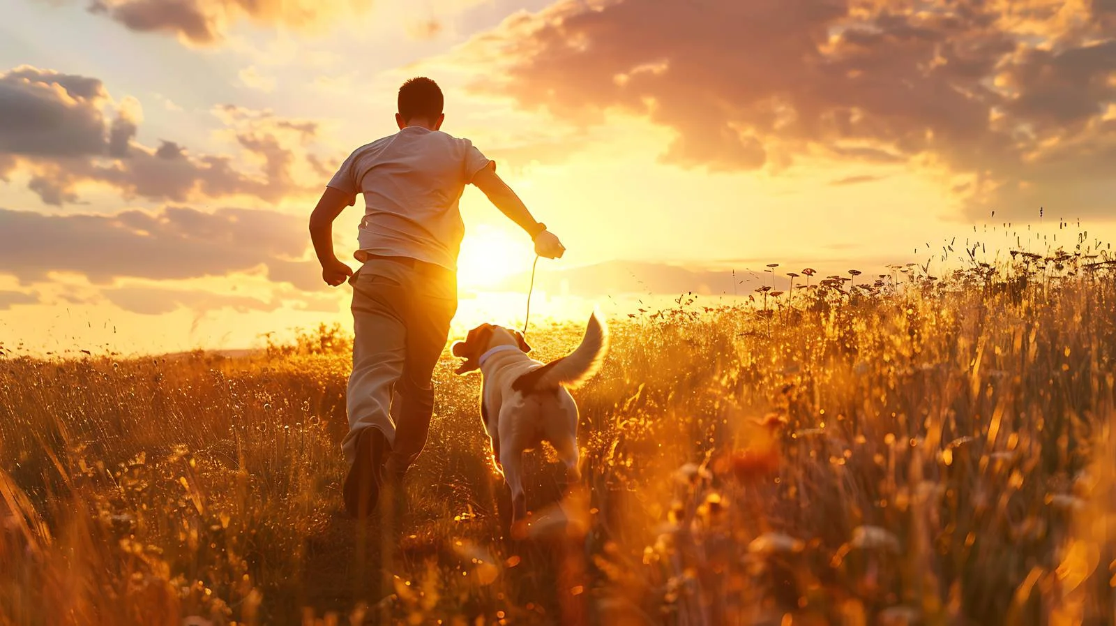 Active pursuit: Man and happy dog — free download from Dotvec