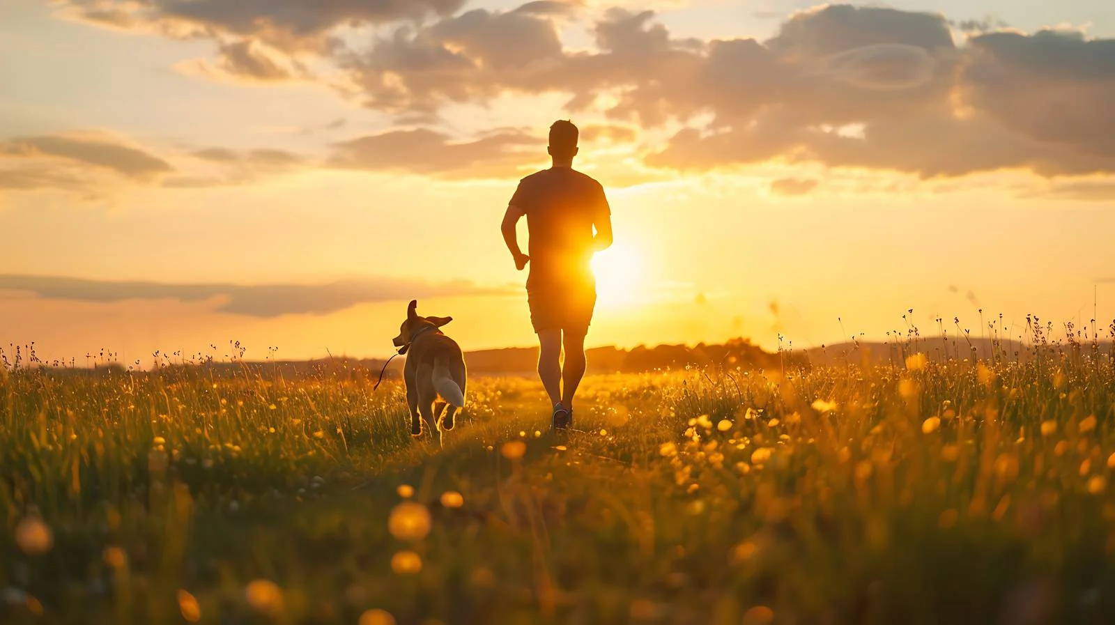 Outdoor Exercise Scene with Man and Dog — free download from Dotvec