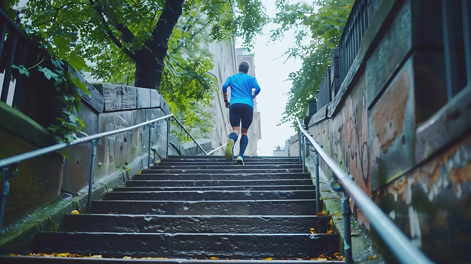 Urban Runner in City Park Staircase — free download from Dotvec