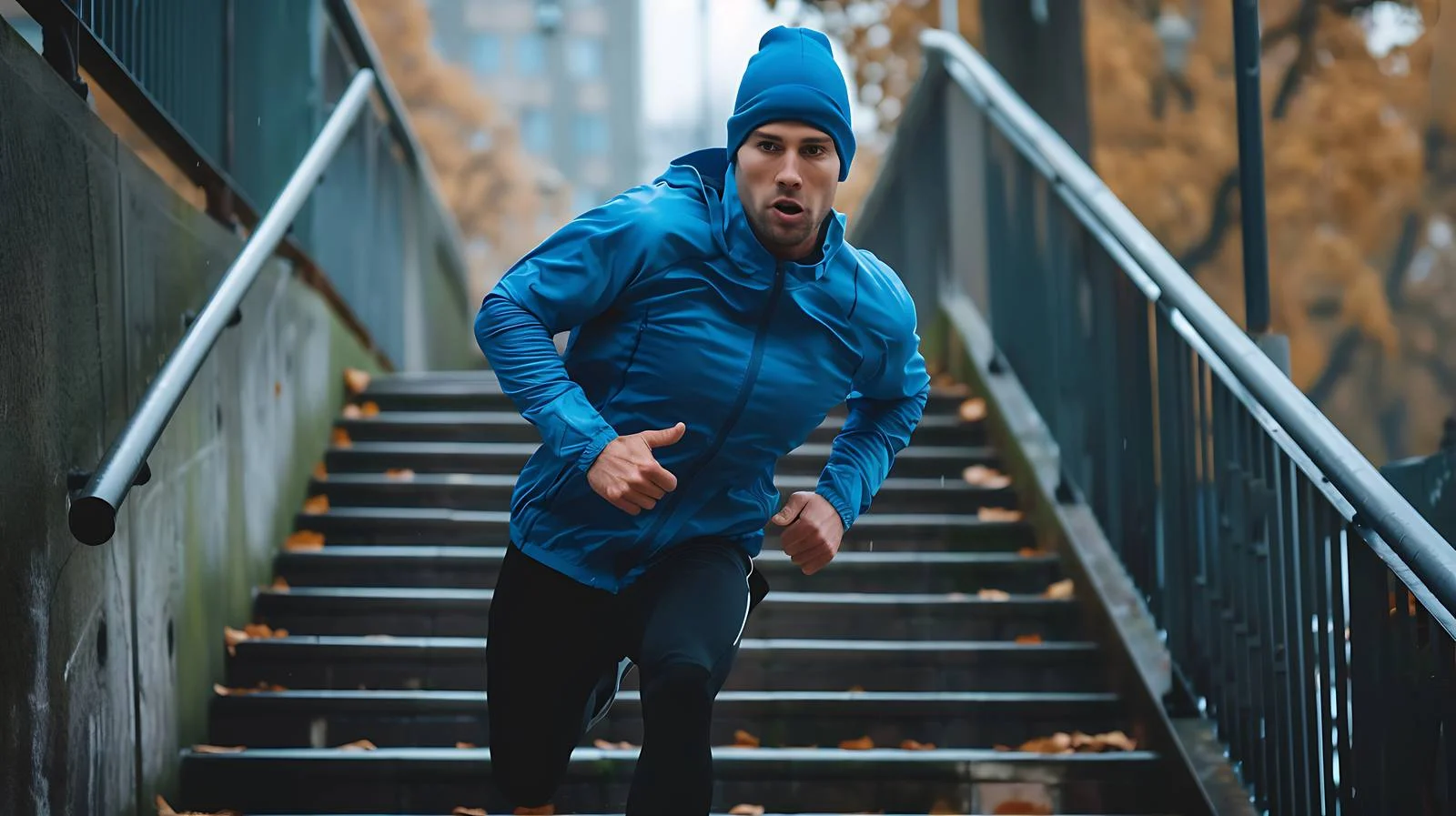 Urban Runner Descending City Center Park Stairs – free stairs image from Dotvec