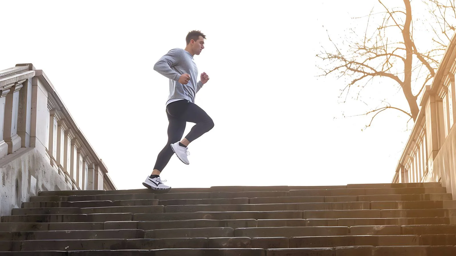 Urban Runner Climbing City Center Stairs — free download from Dotvec