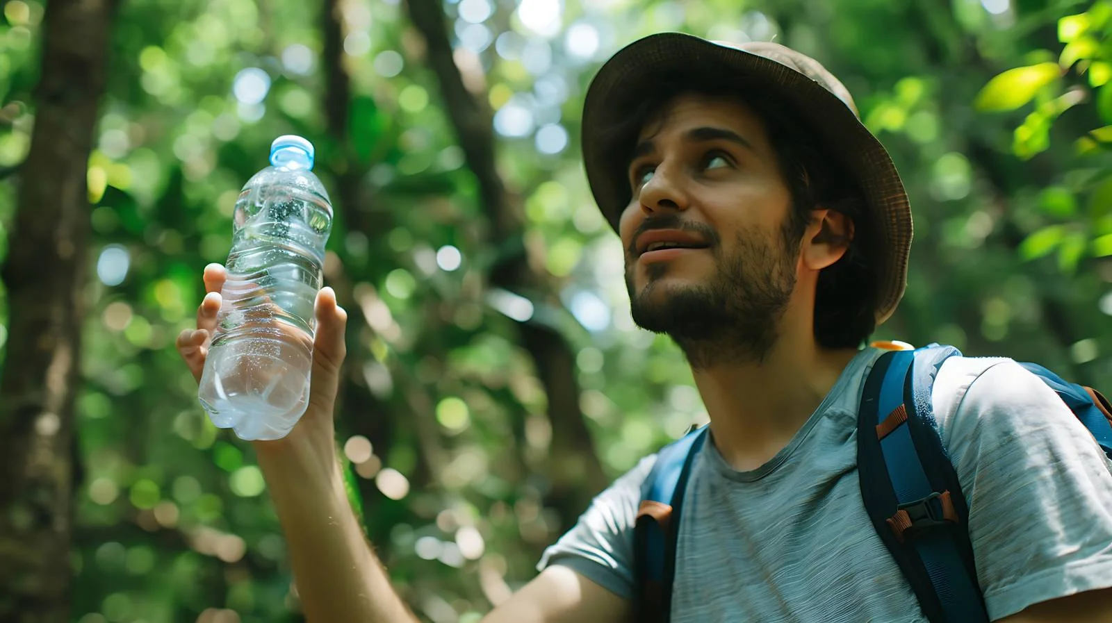 Man Showing Water in Hot Forest — free download from Dotvec