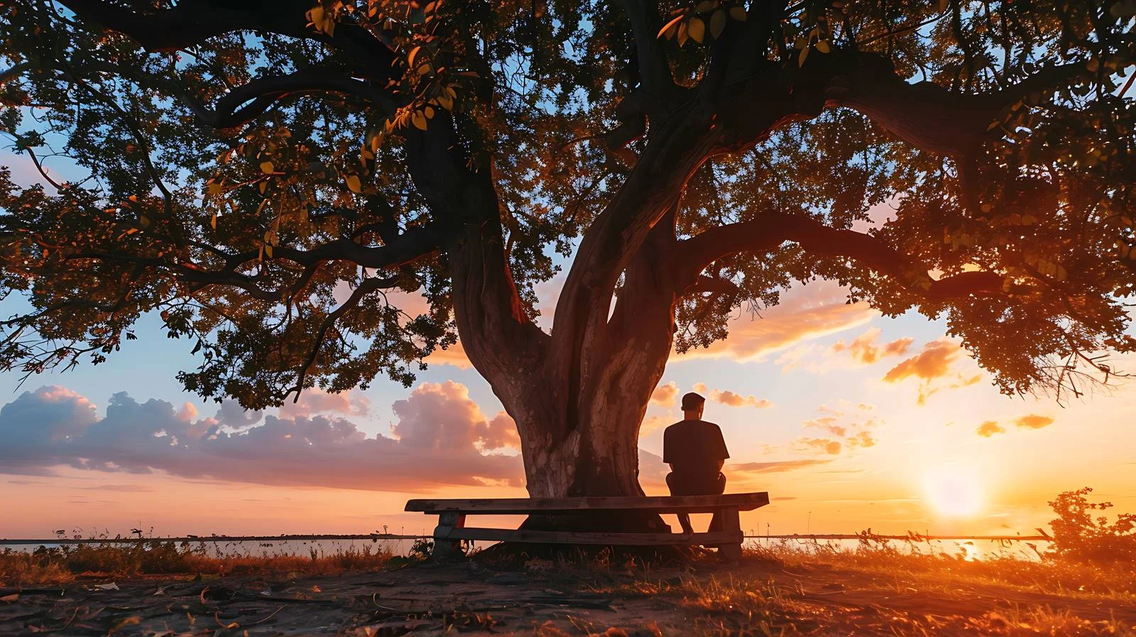 Contemplative Scene at Sunset — free download from Dotvec