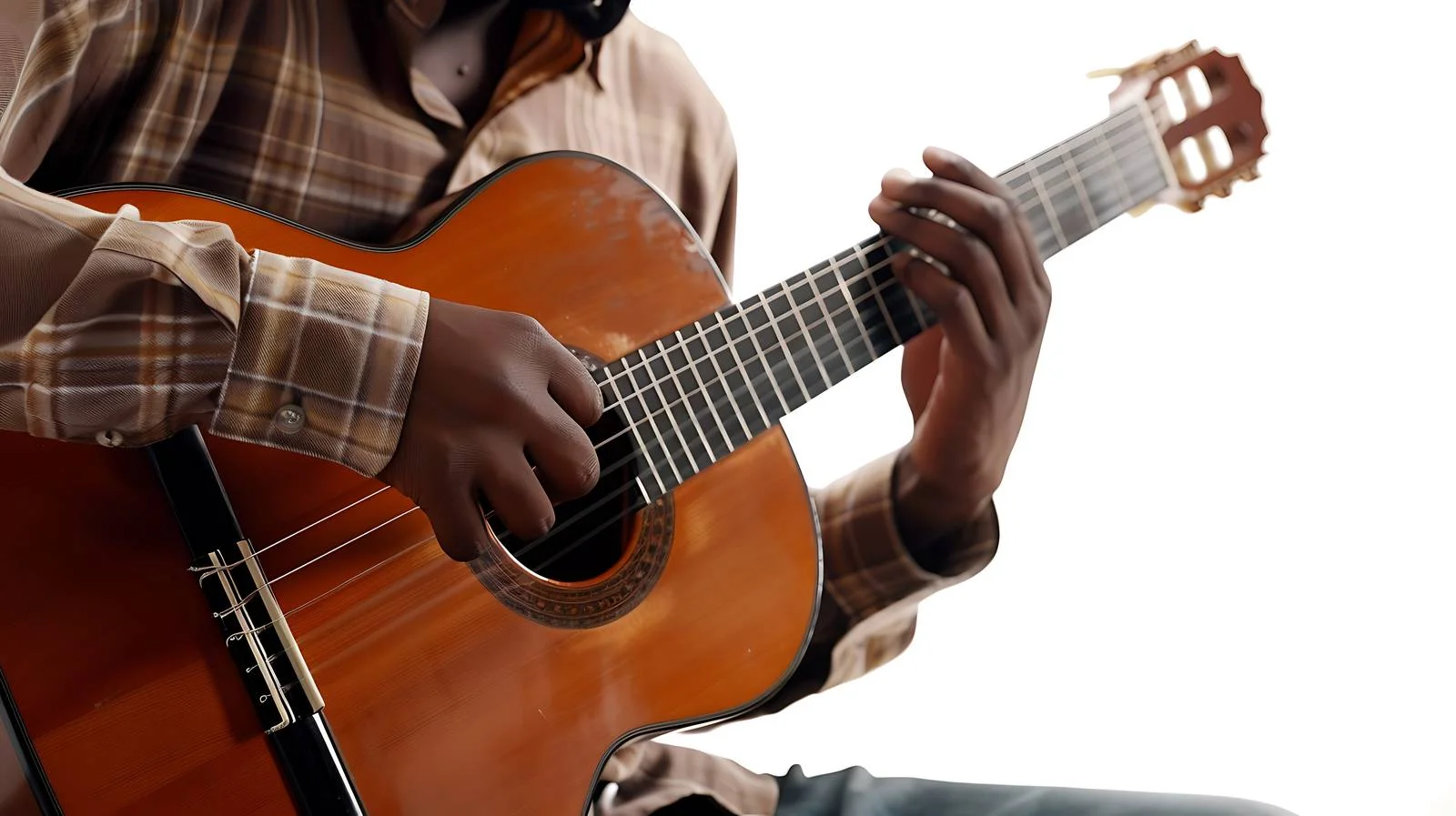 Musician Playing Classic Wooden Guitar Close-up — free download from Dotvec