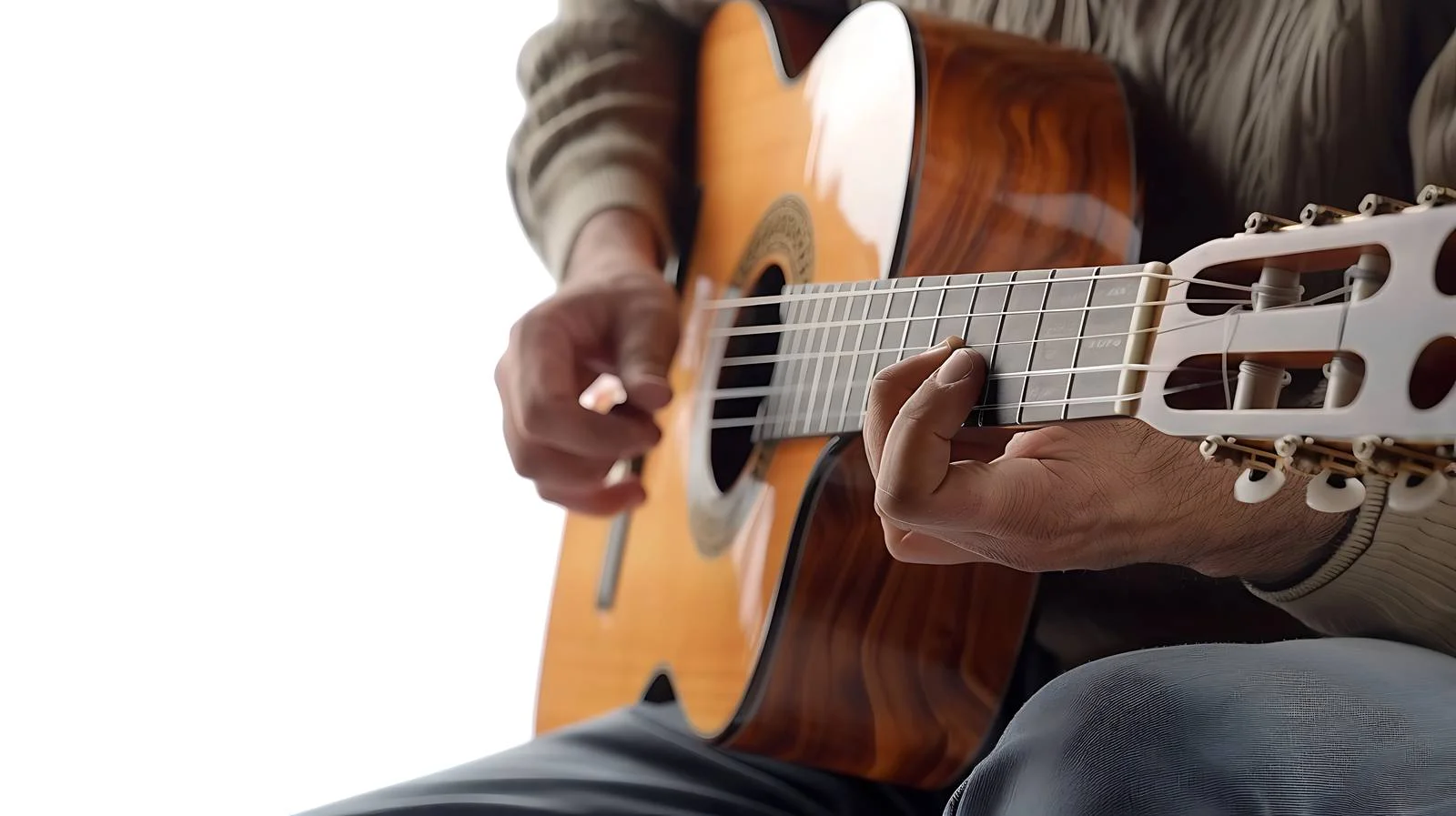 Musician with classic wooden guitar close-up — free download from Dotvec