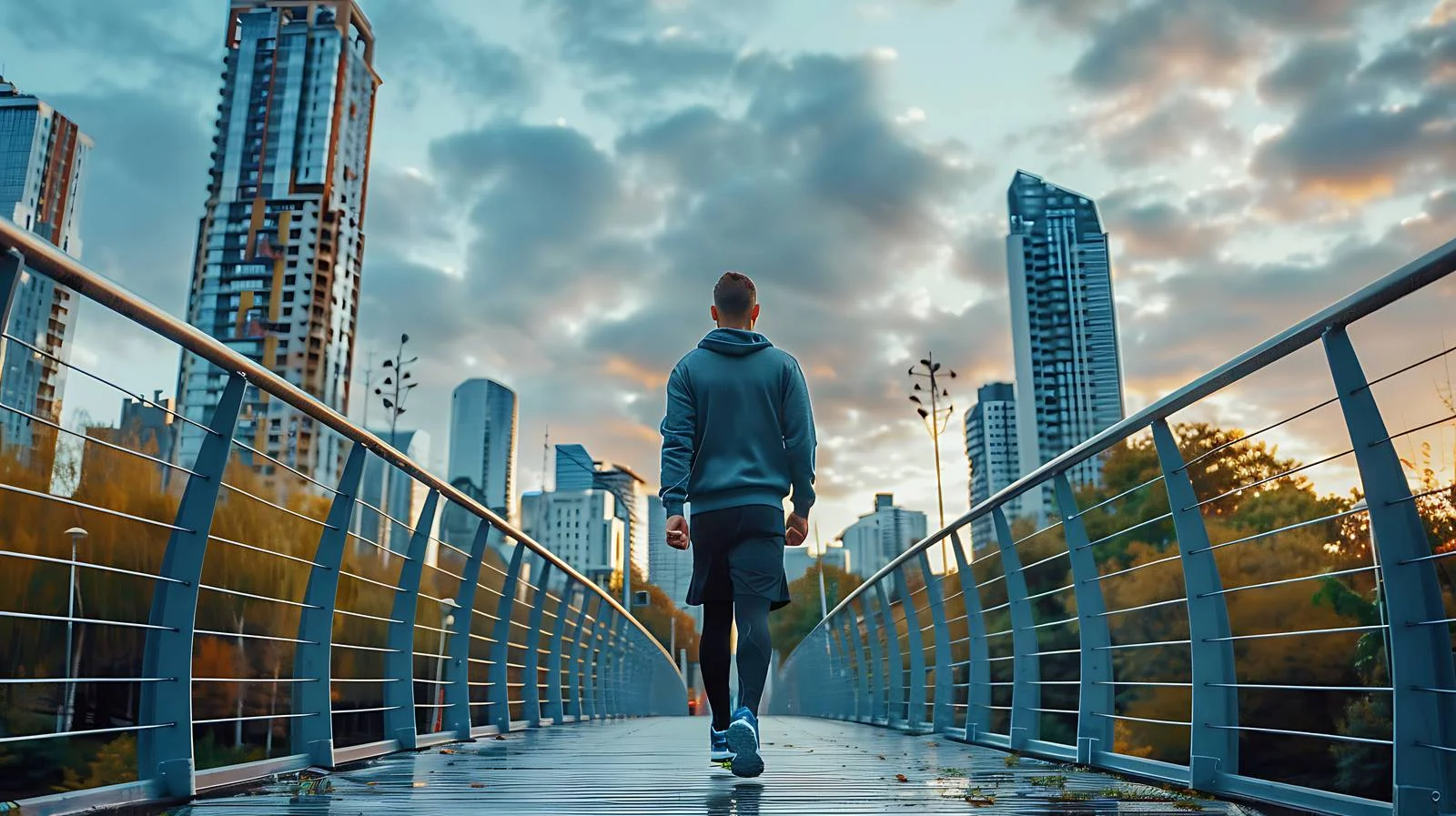 Active Man on Urban Footbridge — free download from Dotvec