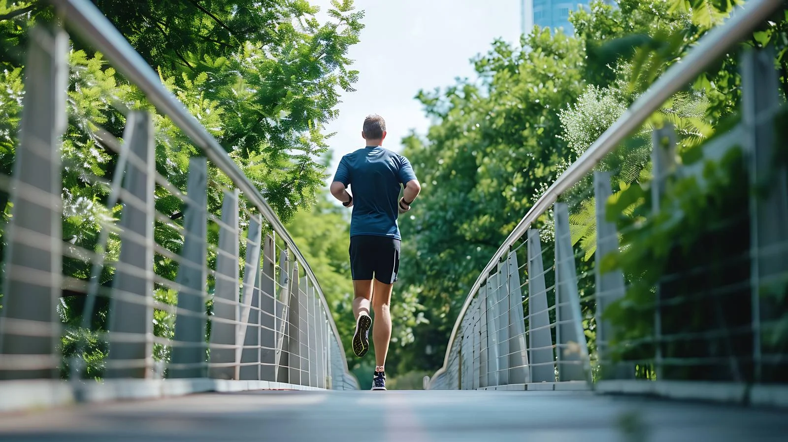 Urban Runner Rests on Footbridge — free download from Dotvec