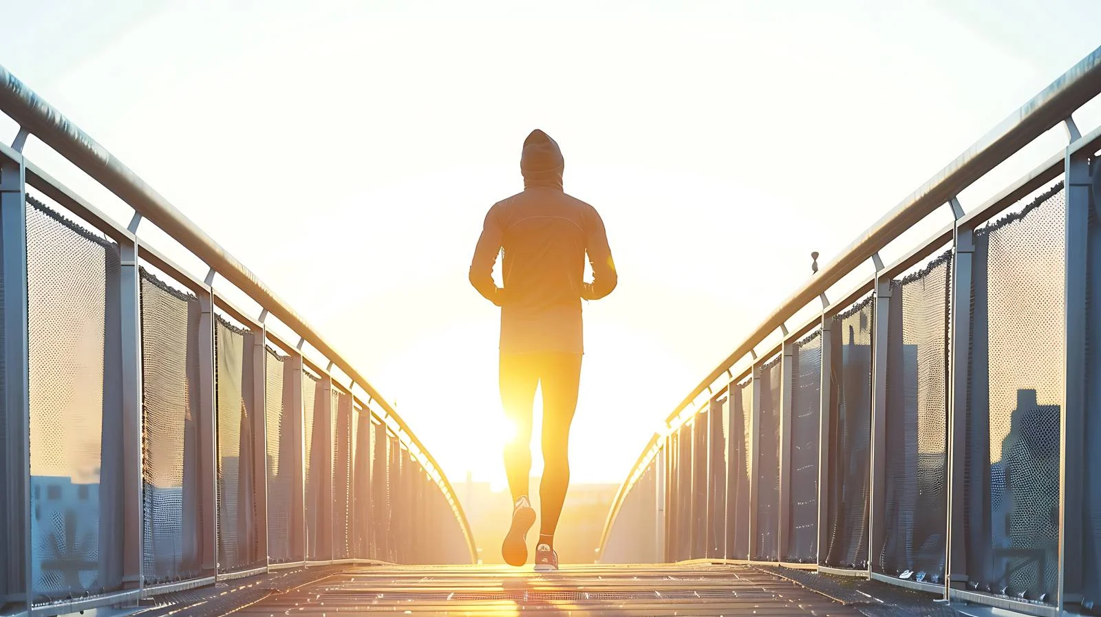 City Runner Rests on Footbridge — free download from Dotvec