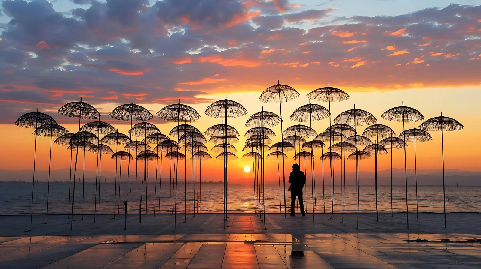 Man near Umbrellas Installation — free download from Dotvec