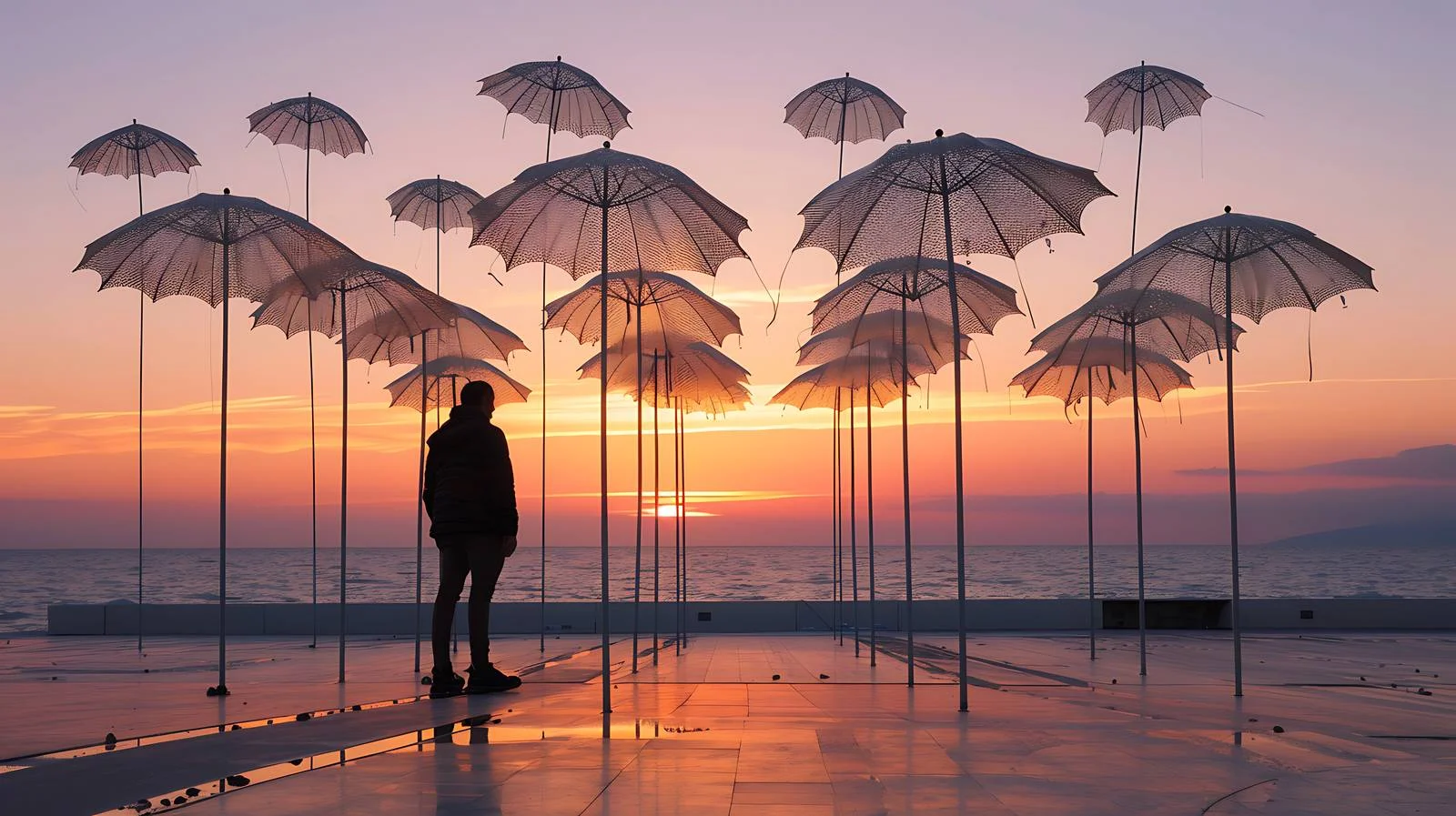 Man Observing Umbrella Installation — free download from Dotvec