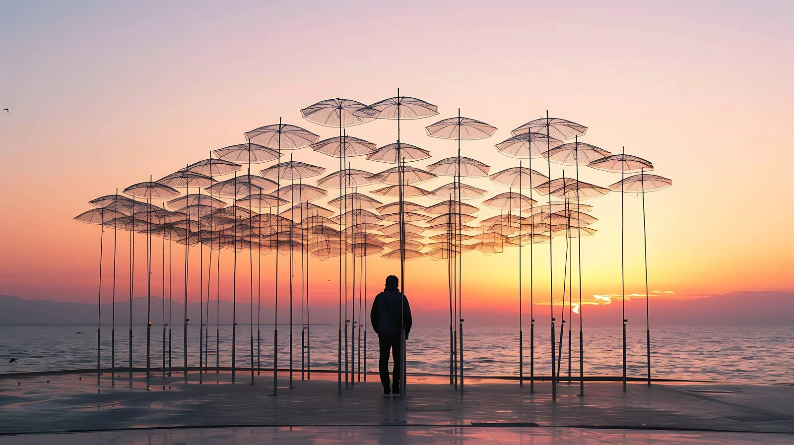 Man near Umbrellas Installation — free download from Dotvec