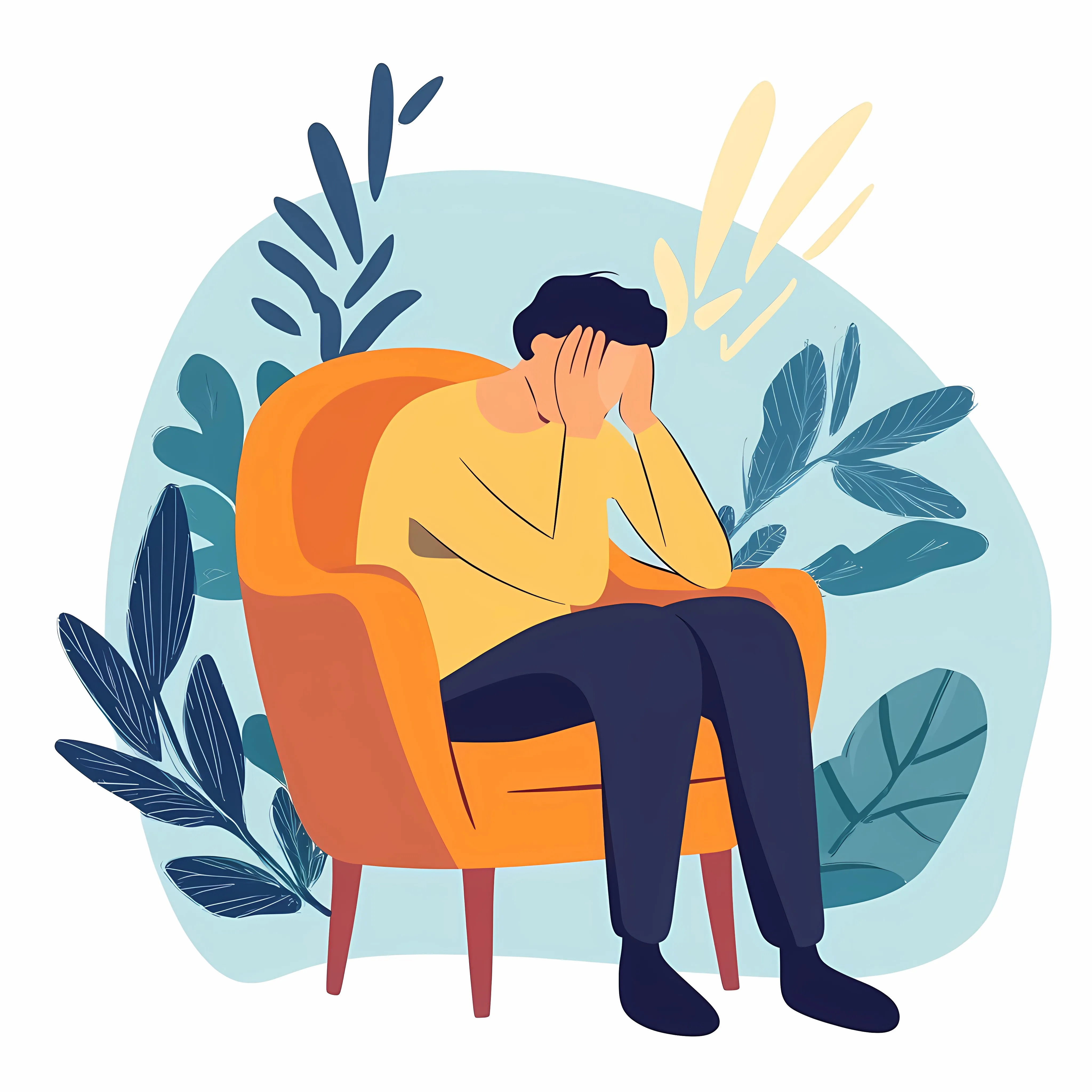 Cartoon of Man with Stress and Anxiety – free nervousness image from Dotvec