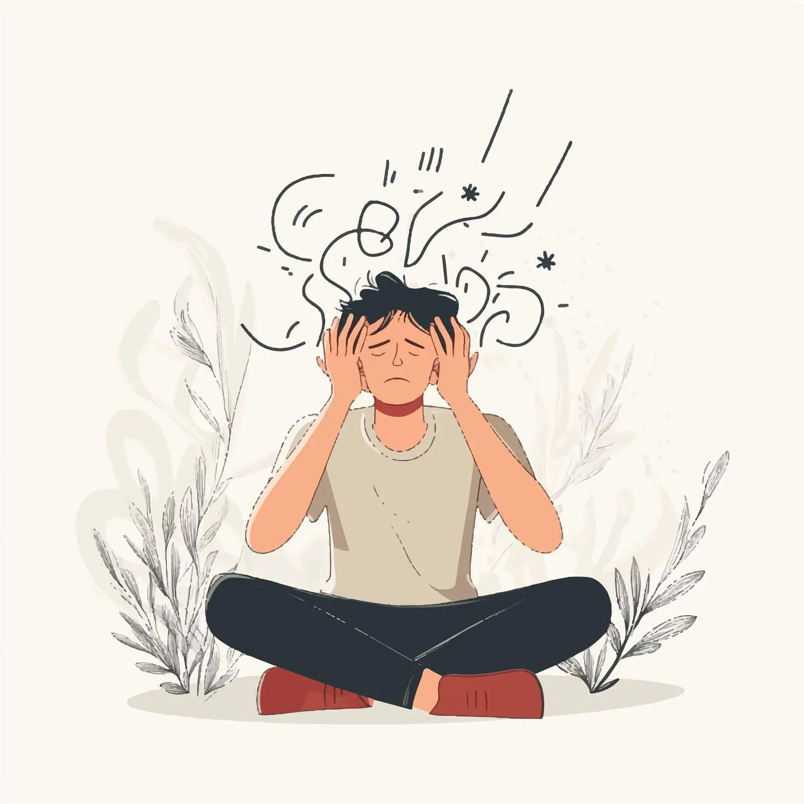 Cartoon Man with Stress and Anxiety — free download from Dotvec