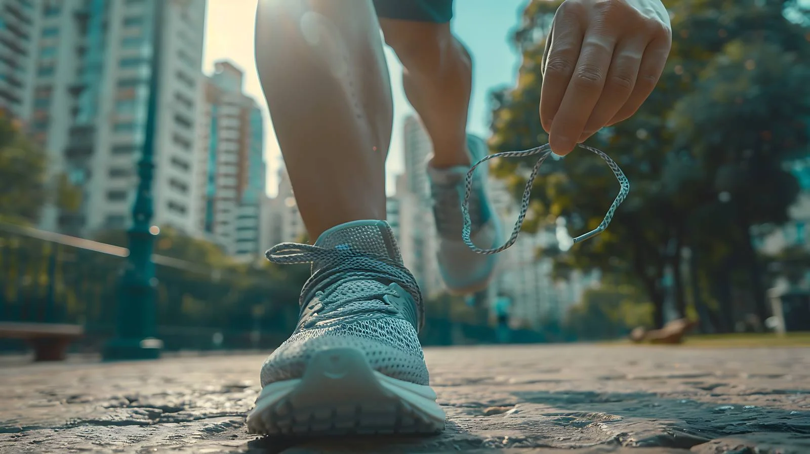 Urban Runner Tying Shoelaces on Sport Shoes — free download from Dotvec