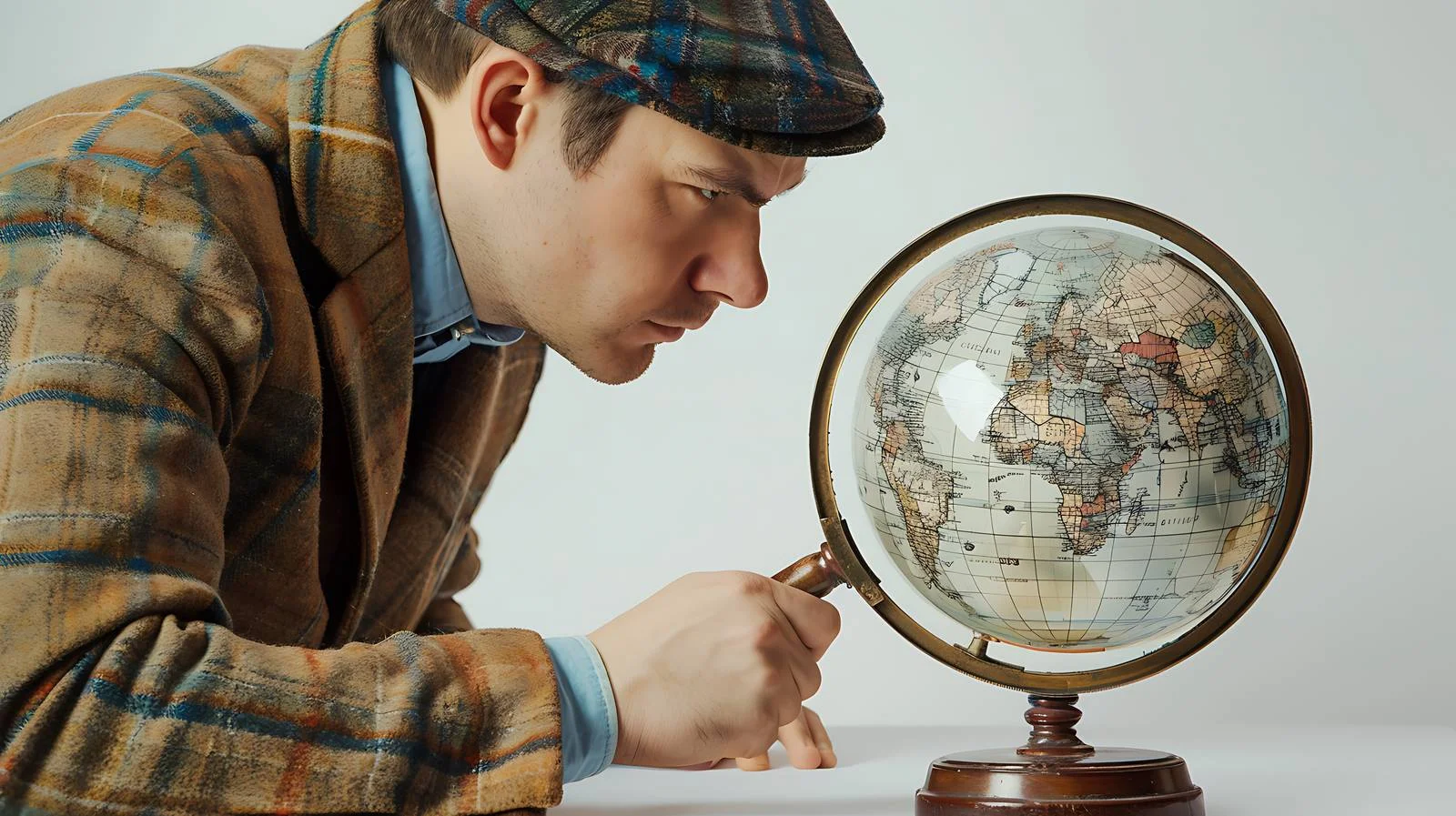 Exploration with Magnifying Glass on Globe – free discovering image from Dotvec