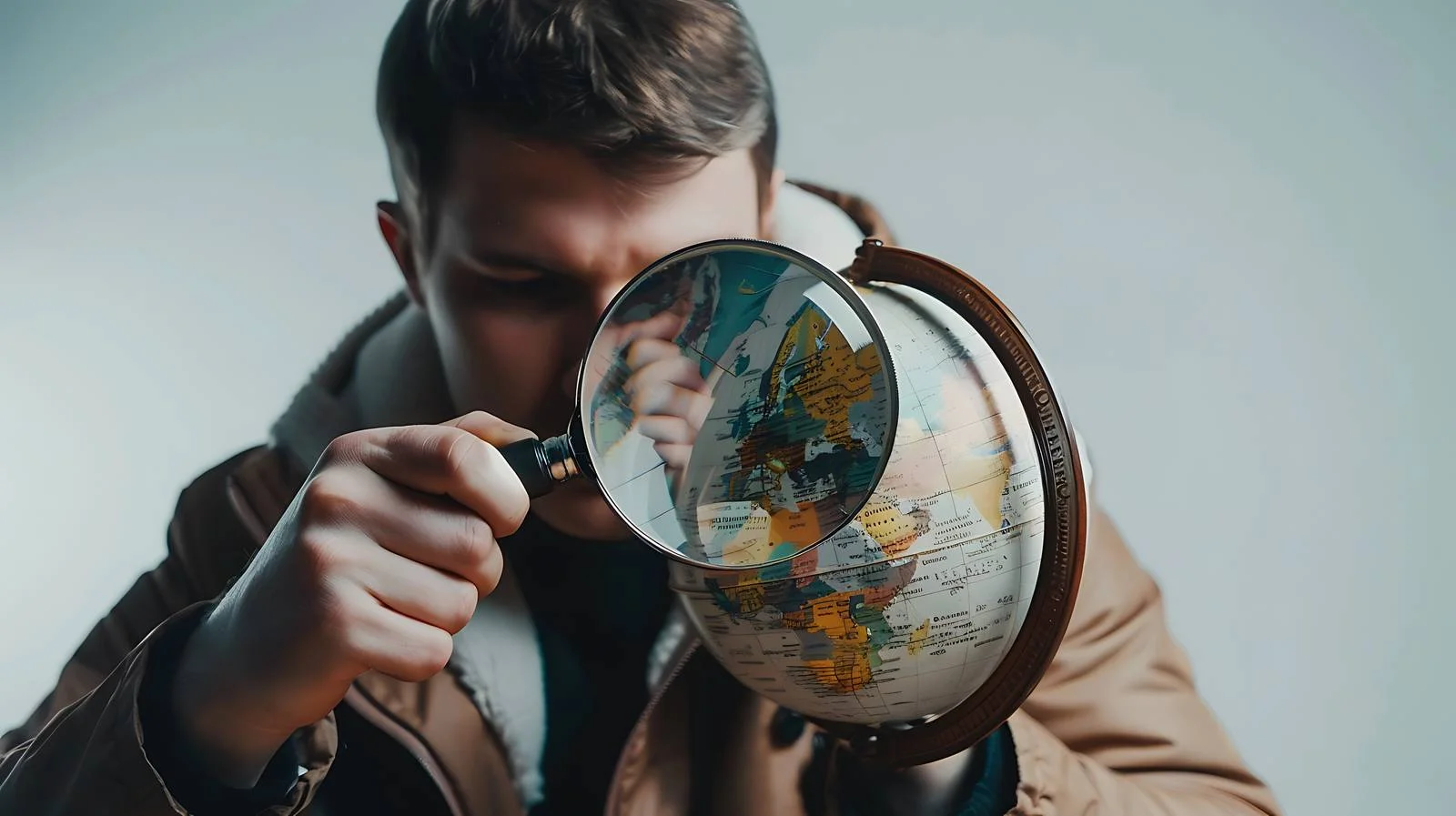 Exploring Globe with Magnifying Glass — free download from Dotvec