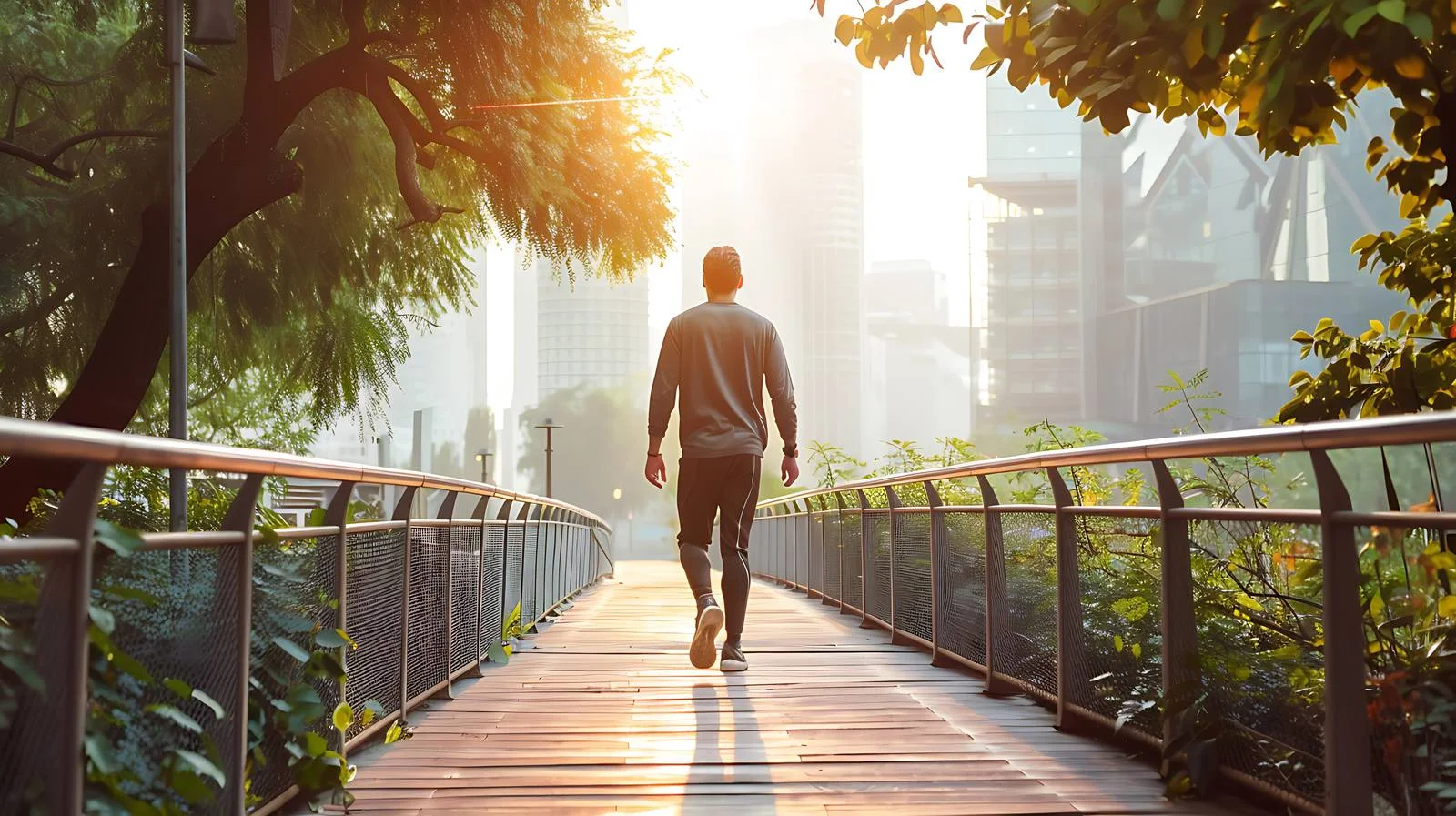 Urban Footbridge Crossing: City Center Scene — free download from Dotvec