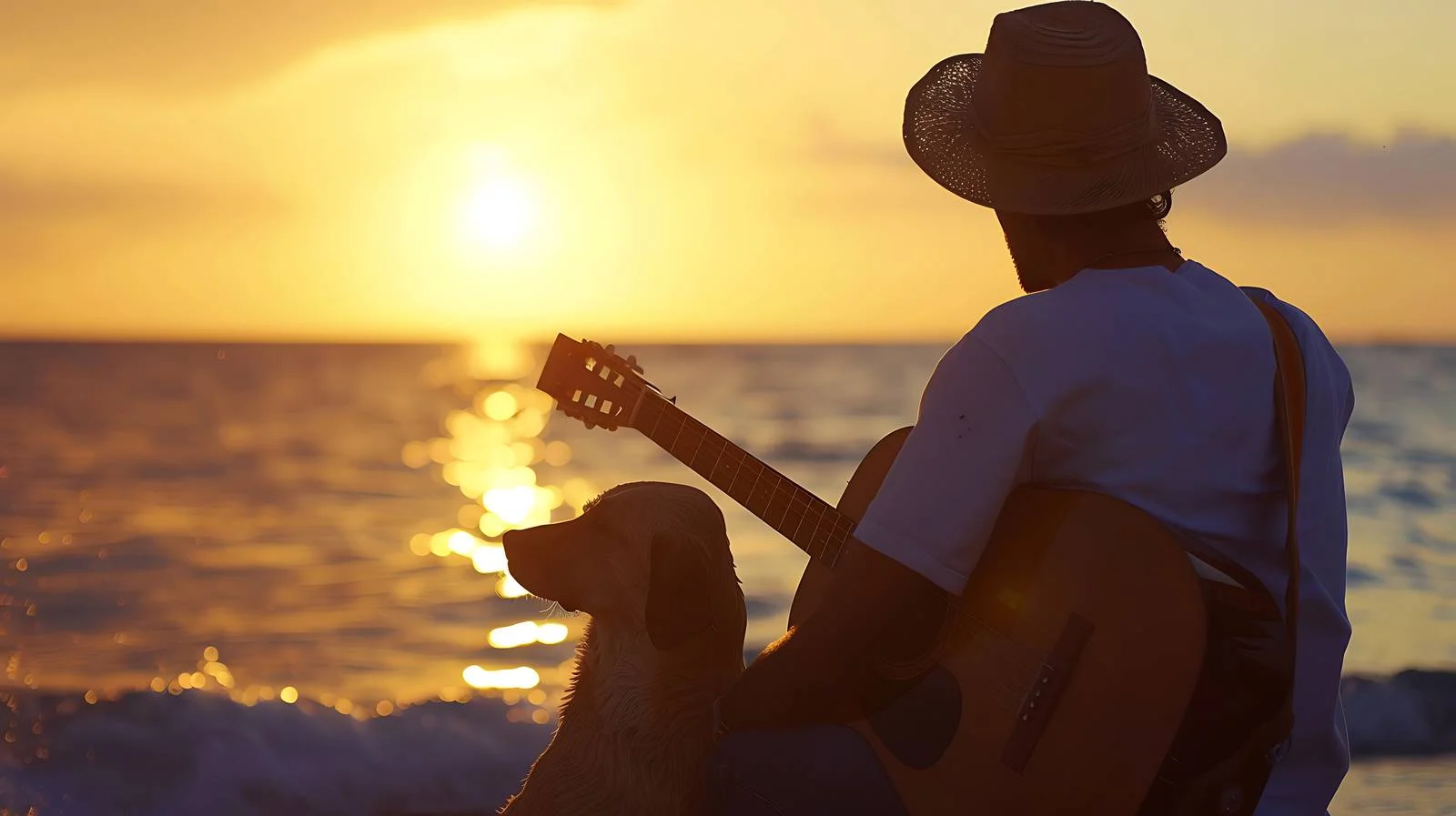 Musician in Straw Hat Playing Guitar — free download from Dotvec
