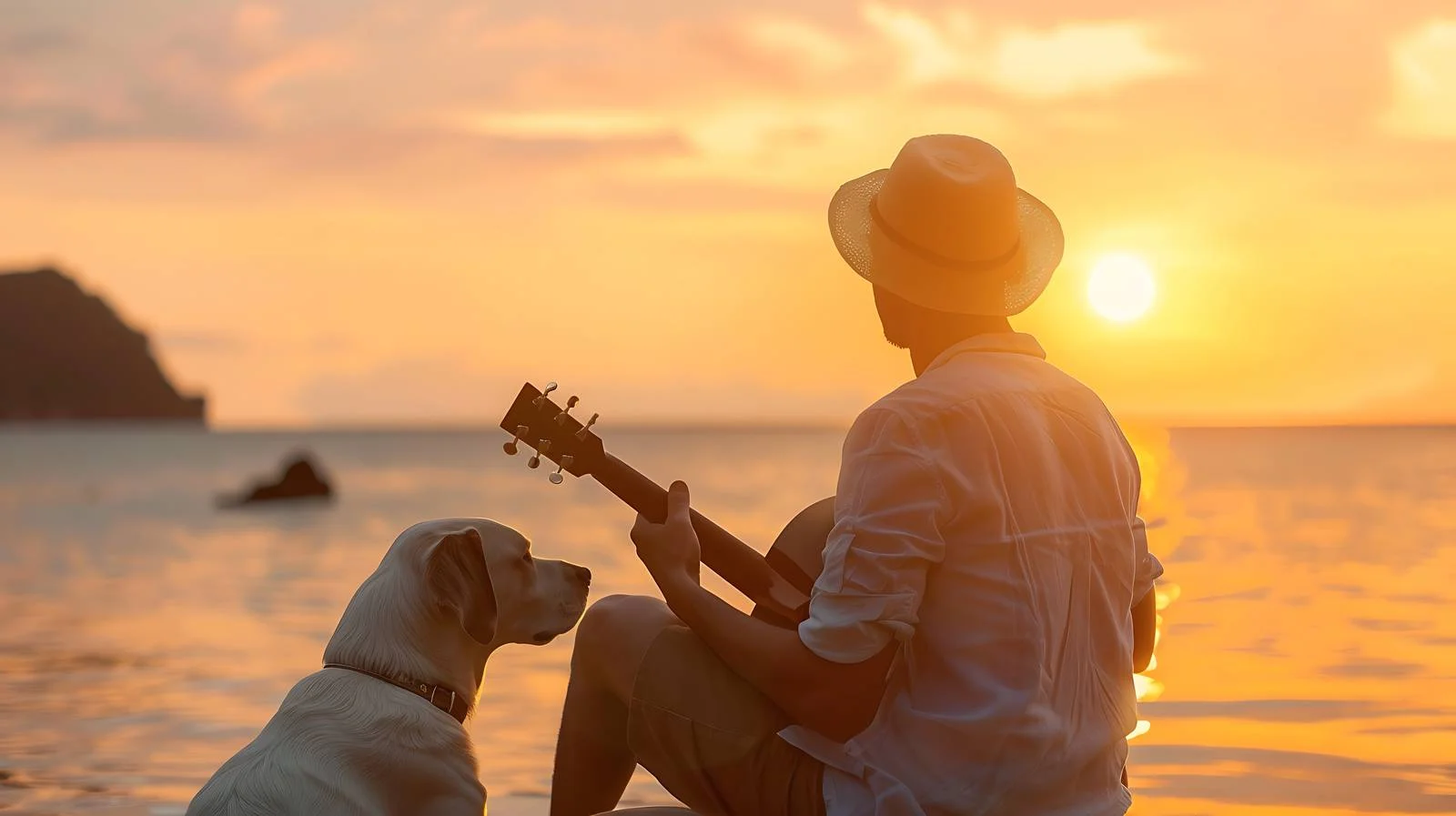 Musician With Straw Hat Playing Guitar — free download from Dotvec