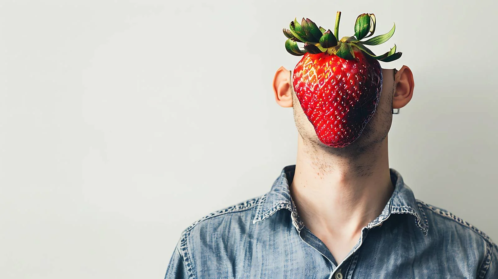 Surreal Art: Man with Strawberry Head — free download from Dotvec