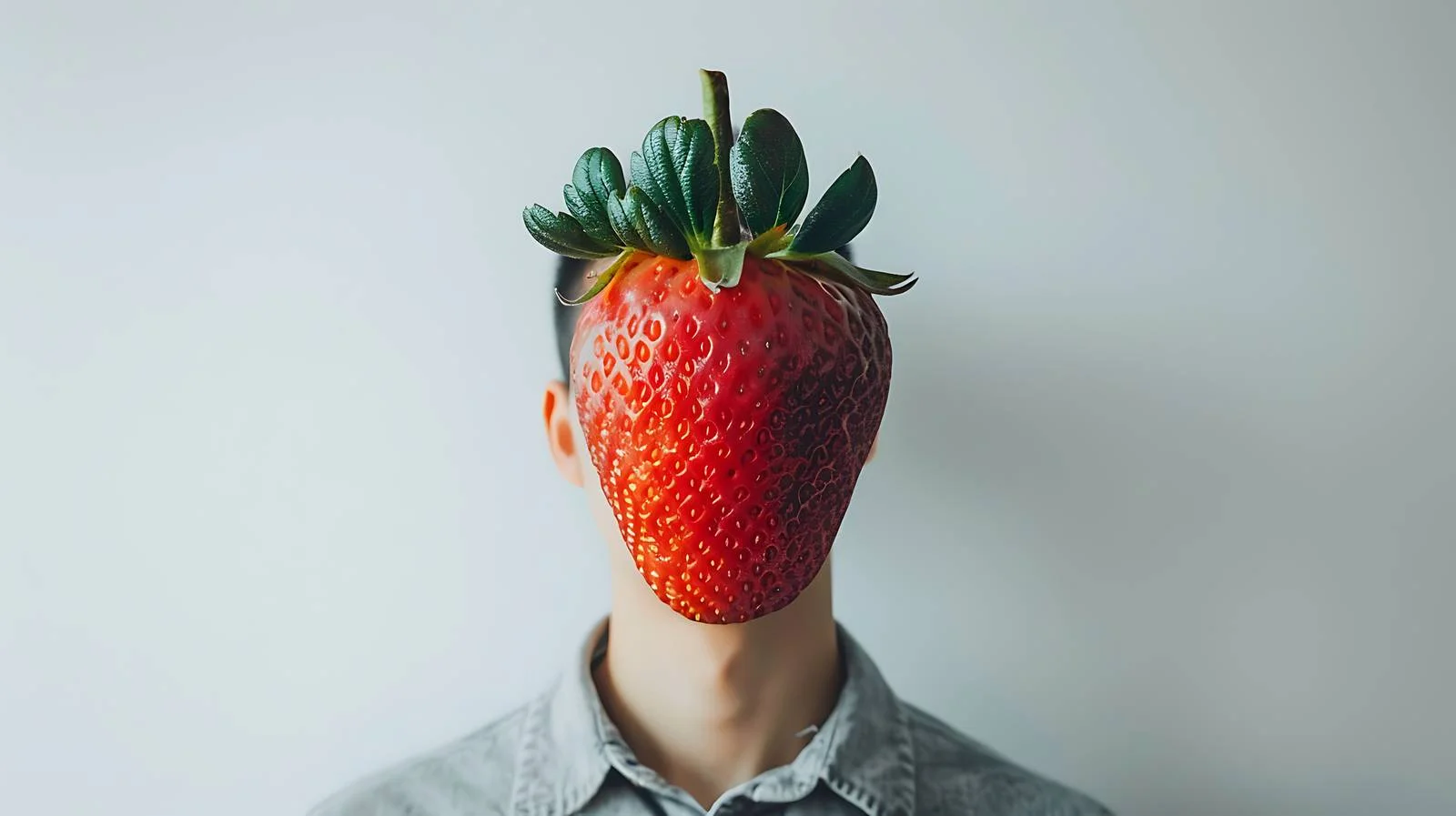 Surreal Strawberry-Headed Man Artwork — free download from Dotvec