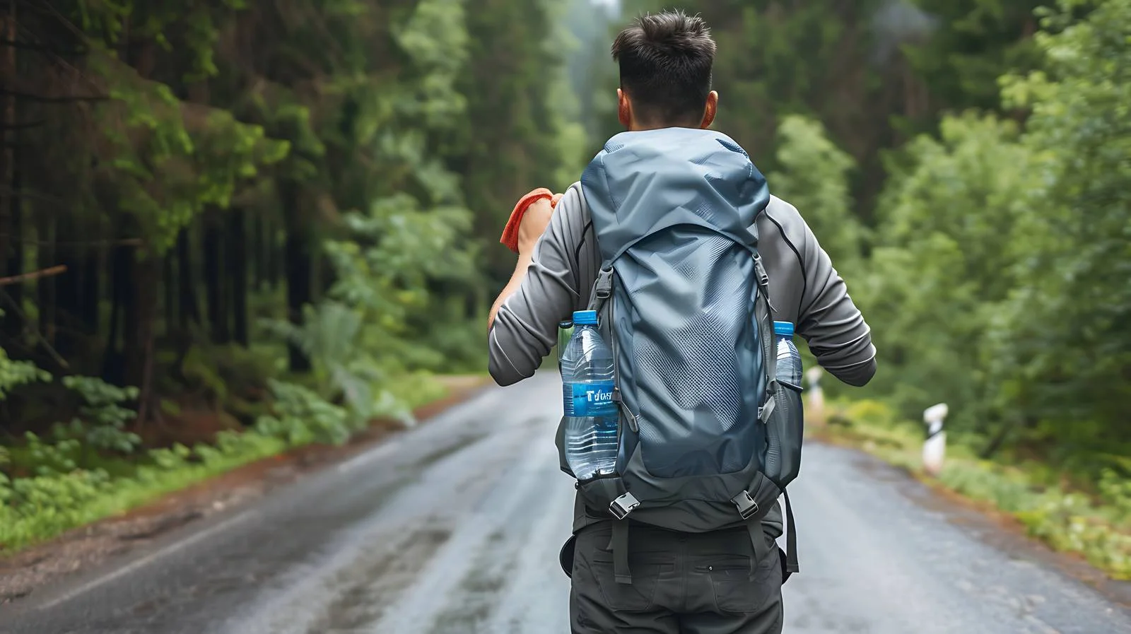 Hiker wiping sweat on trail — free download from Dotvec