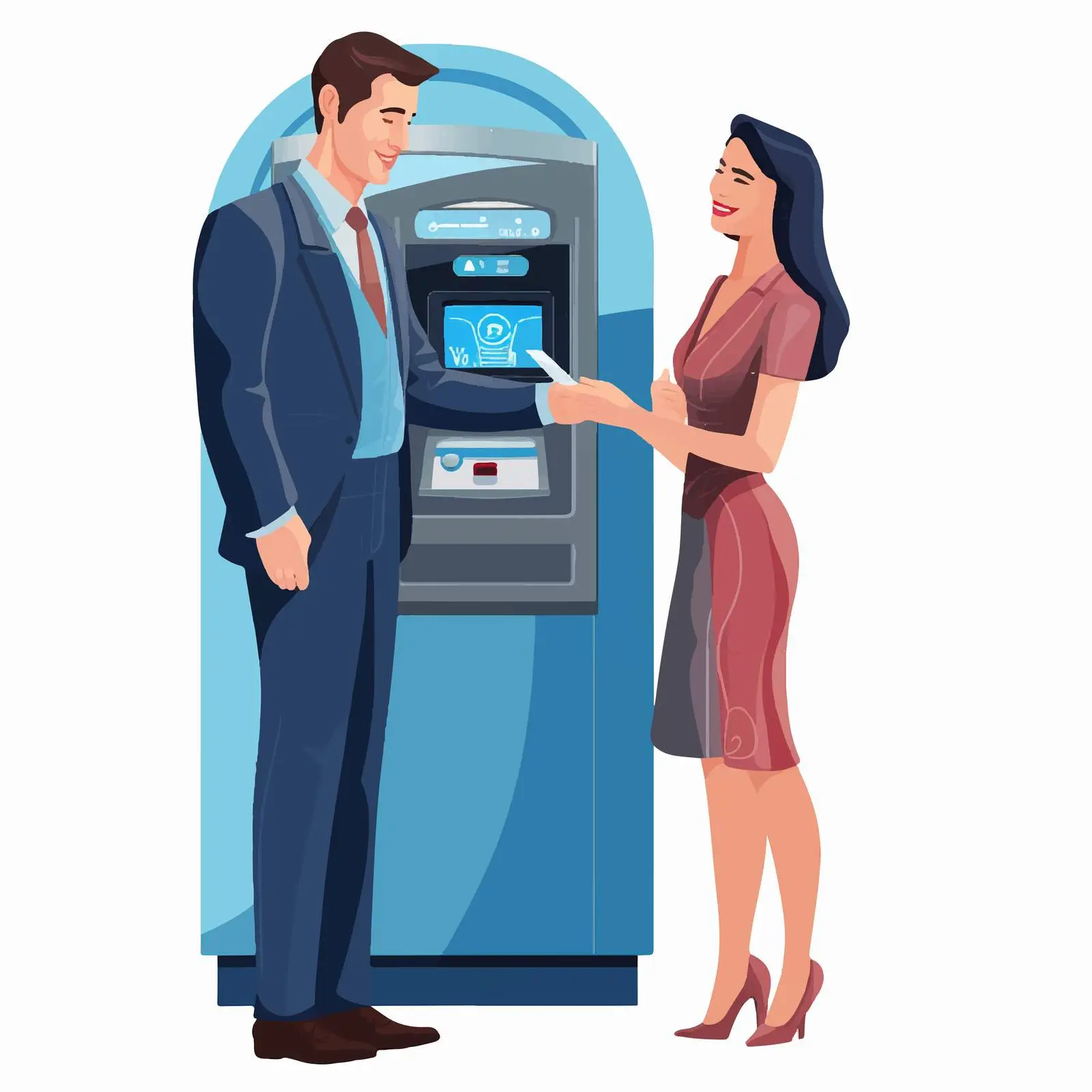 Couple Withdrawing Money from ATM Illustration – free family finance image from Dotvec