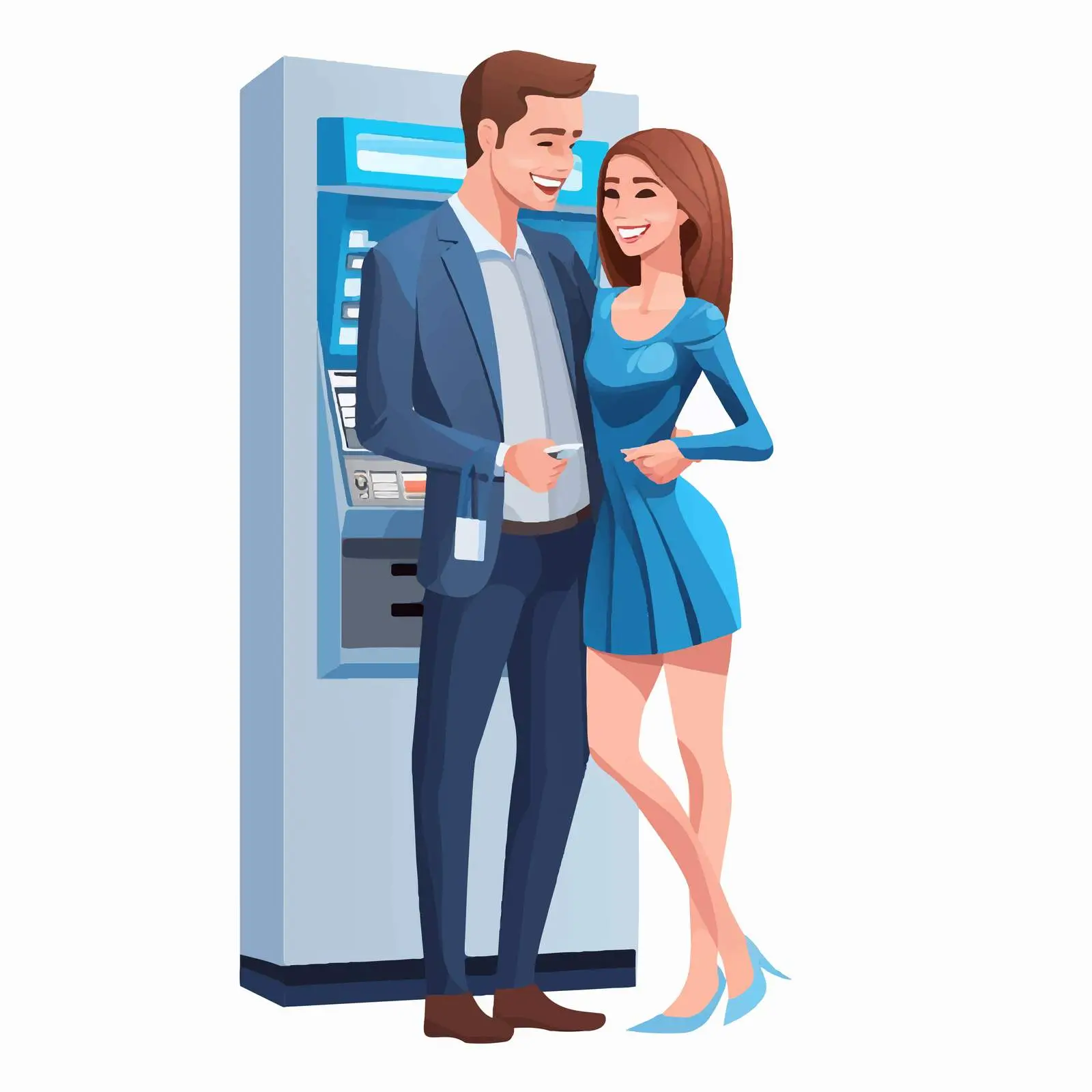 Couple Using ATM for Cash Withdrawal — free download from Dotvec
