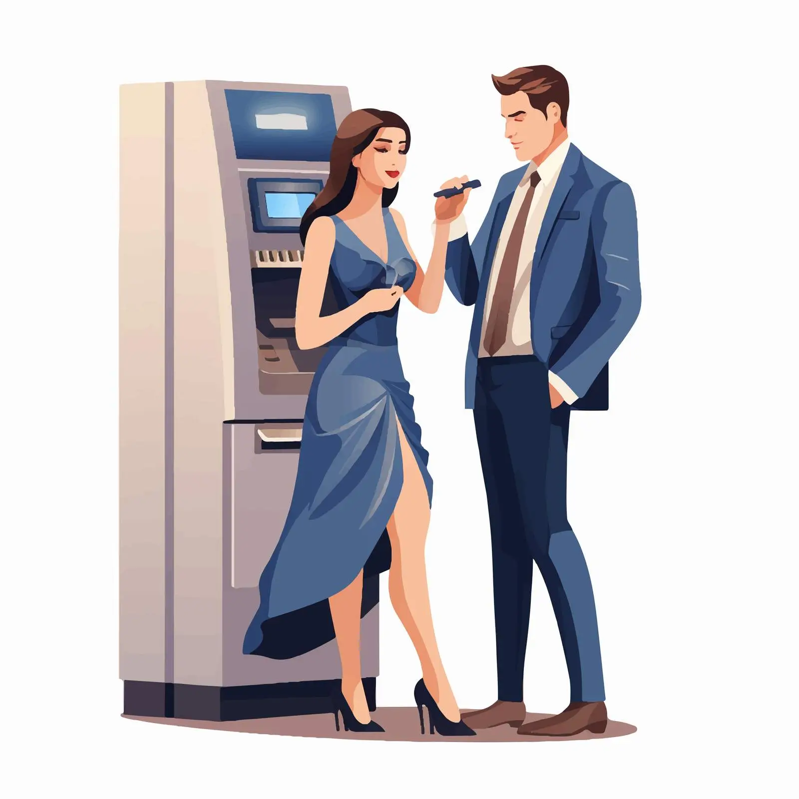 Couple Using ATM for Cash Withdrawal — free download from Dotvec