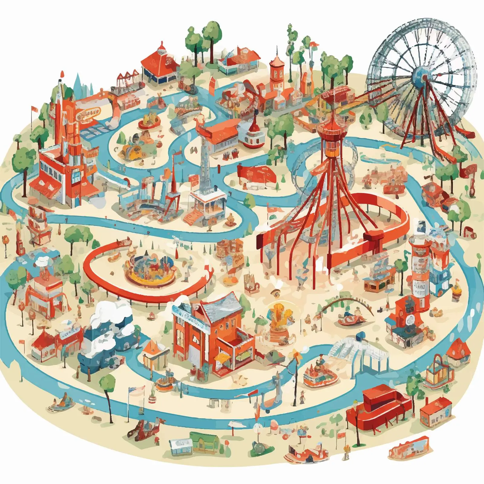 Colorful Fun Fair Map Illustration Vector – free fun fair image from Dotvec