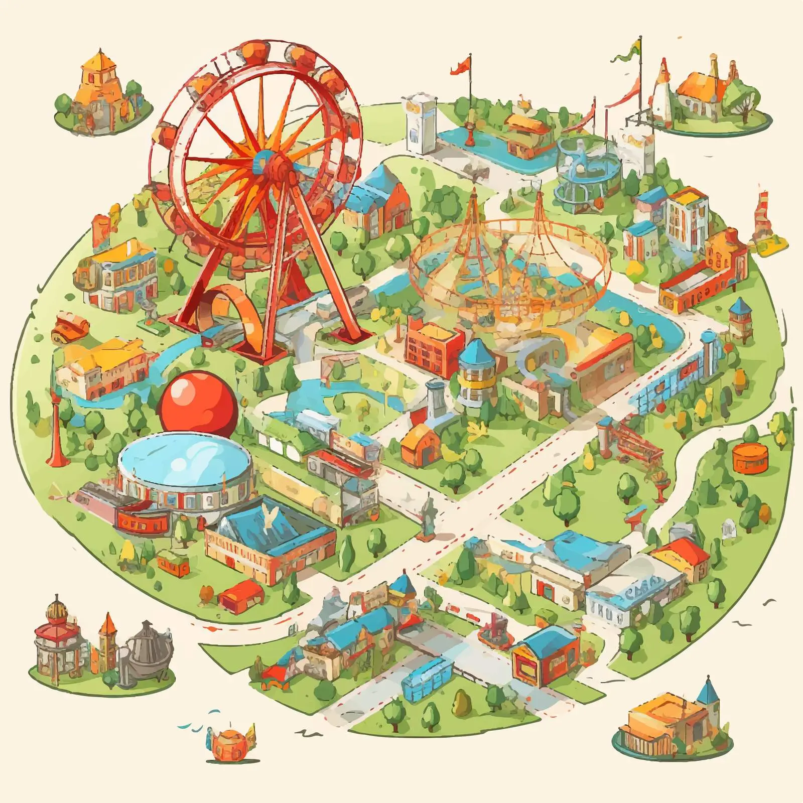 Fun Fair Map Cartoon Vector Illustration – free holiday activities image from Dotvec