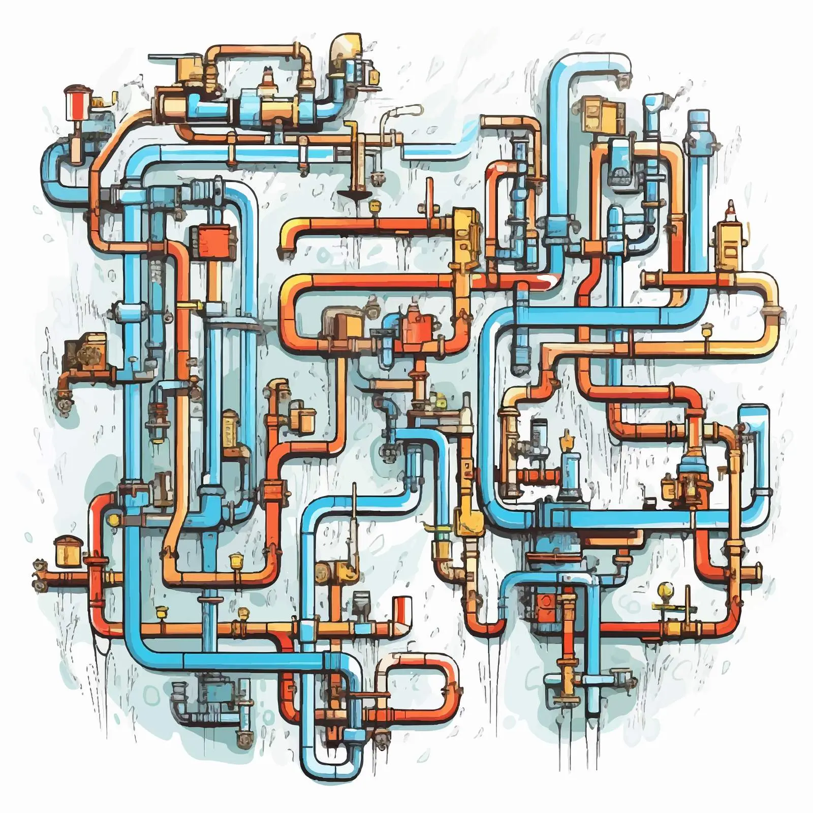 Water Pipe Systems Map Illustration Vector — free download from Dotvec