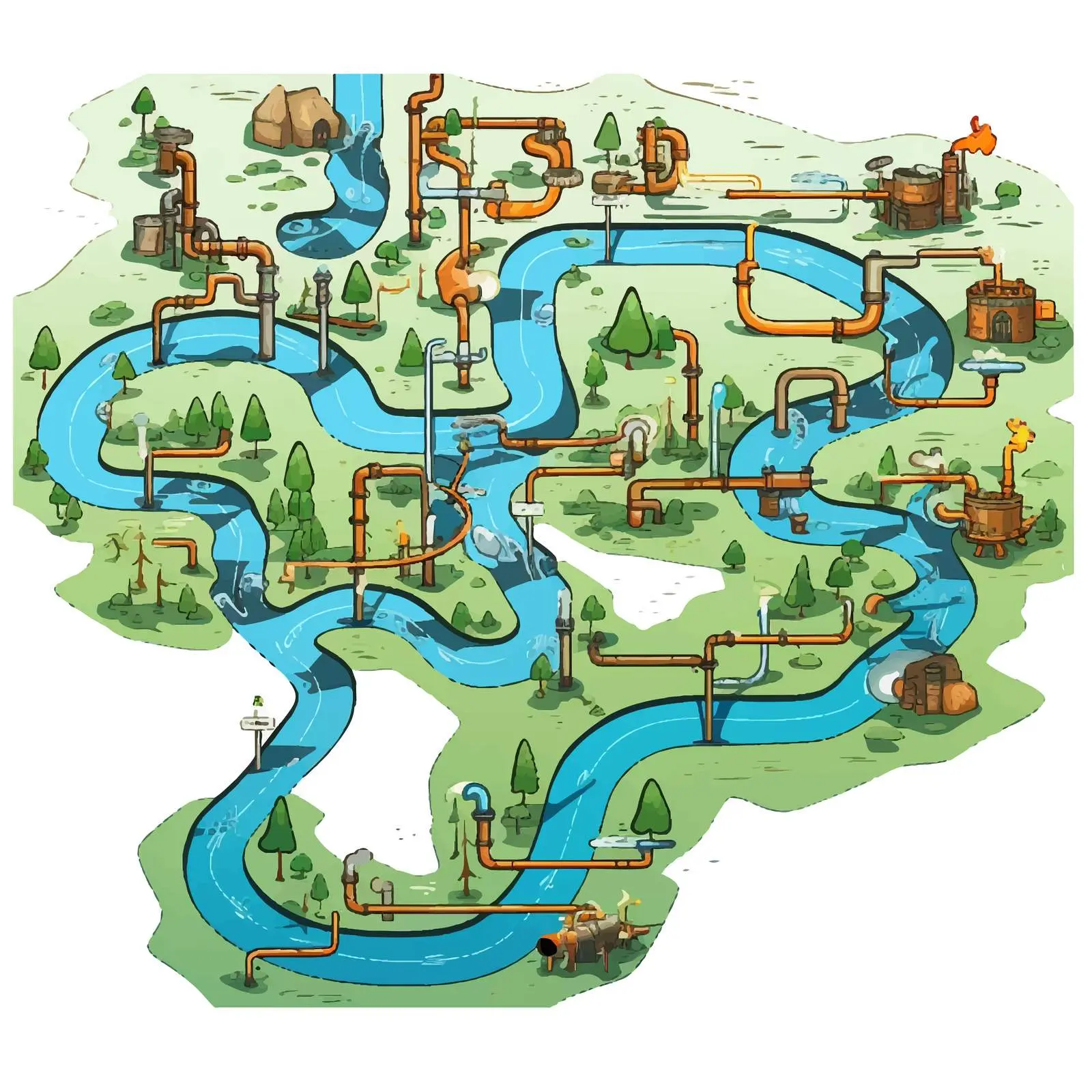 Water Pipe Systems Map Illustration — free download from Dotvec