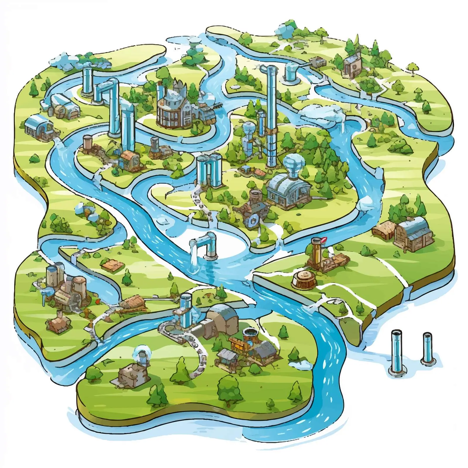Water Pipe Systems Map Illustration — free download from Dotvec