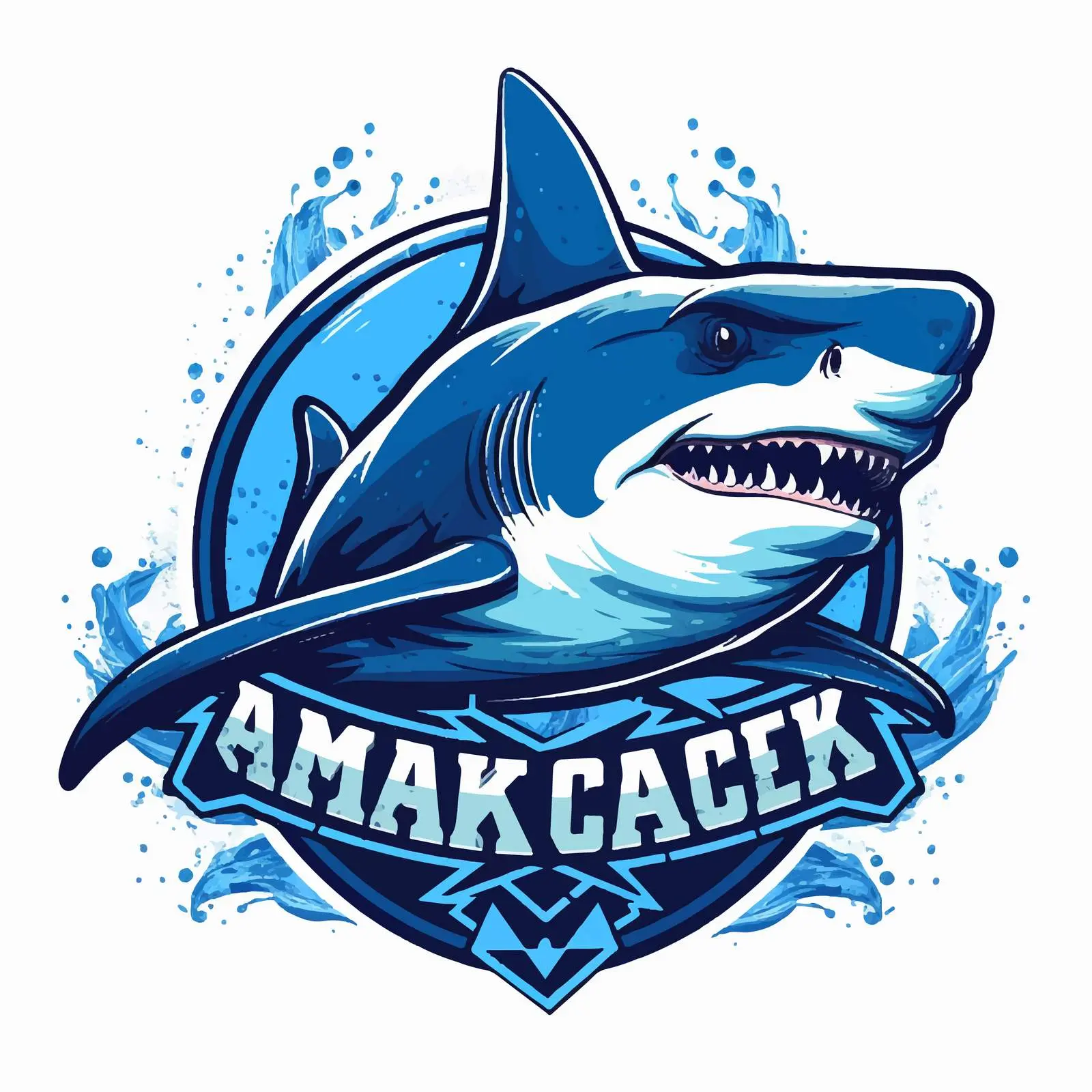 Marine Logo Featuring Big Blue Shark — free download from Dotvec