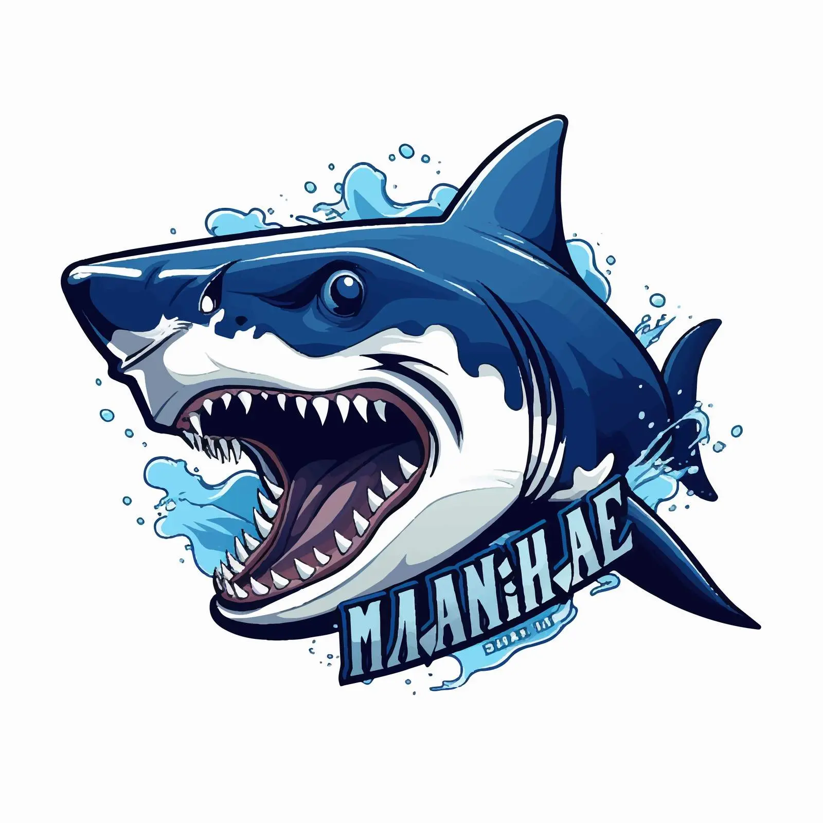 Marine Logo Featuring Big Blue Shark and Attack Text – free fierce image from Dotvec