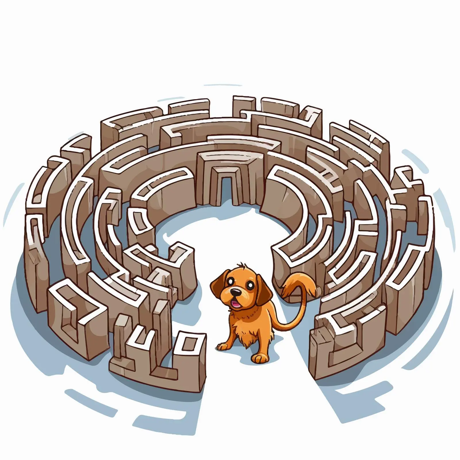 Cartoon Doghouse Maze Vector Illustration — free download from Dotvec