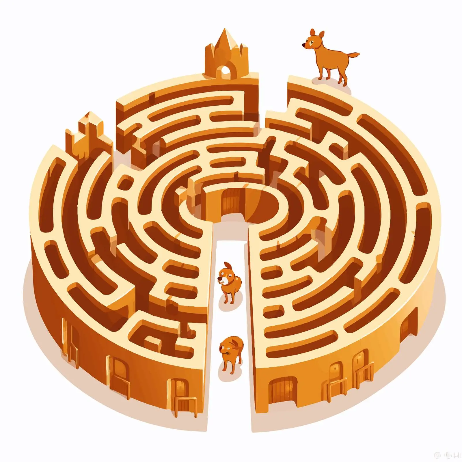 Cartoon Maze Leading to Doghouse Vector Illustration — free download from Dotvec