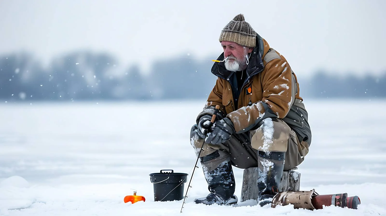 Serene Ice Fishing Scene in Minnesota — free download from Dotvec
