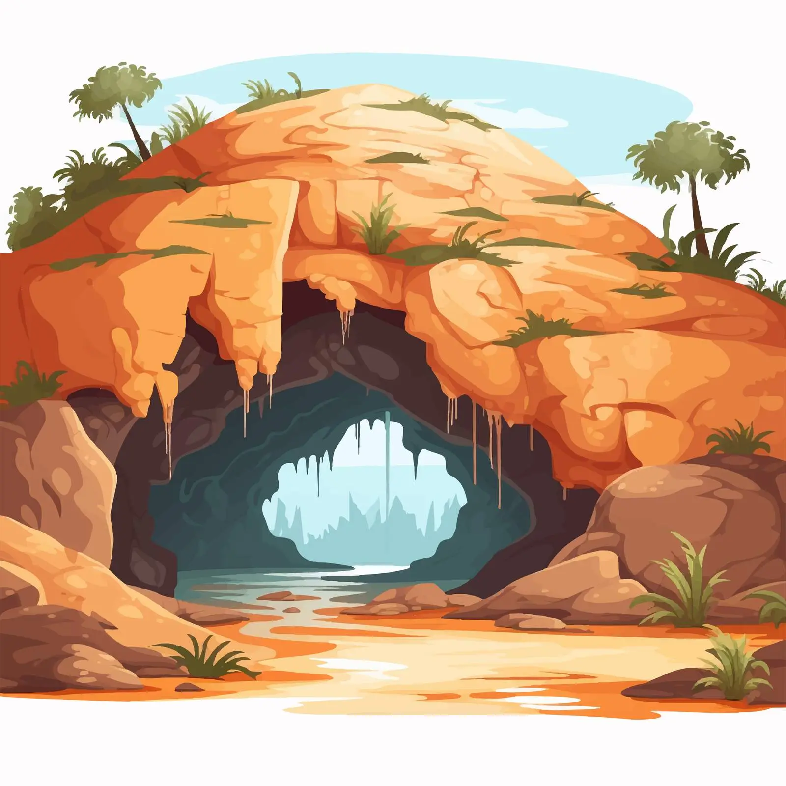 Natural Landscape with Cave Vector Illustration — free download from Dotvec