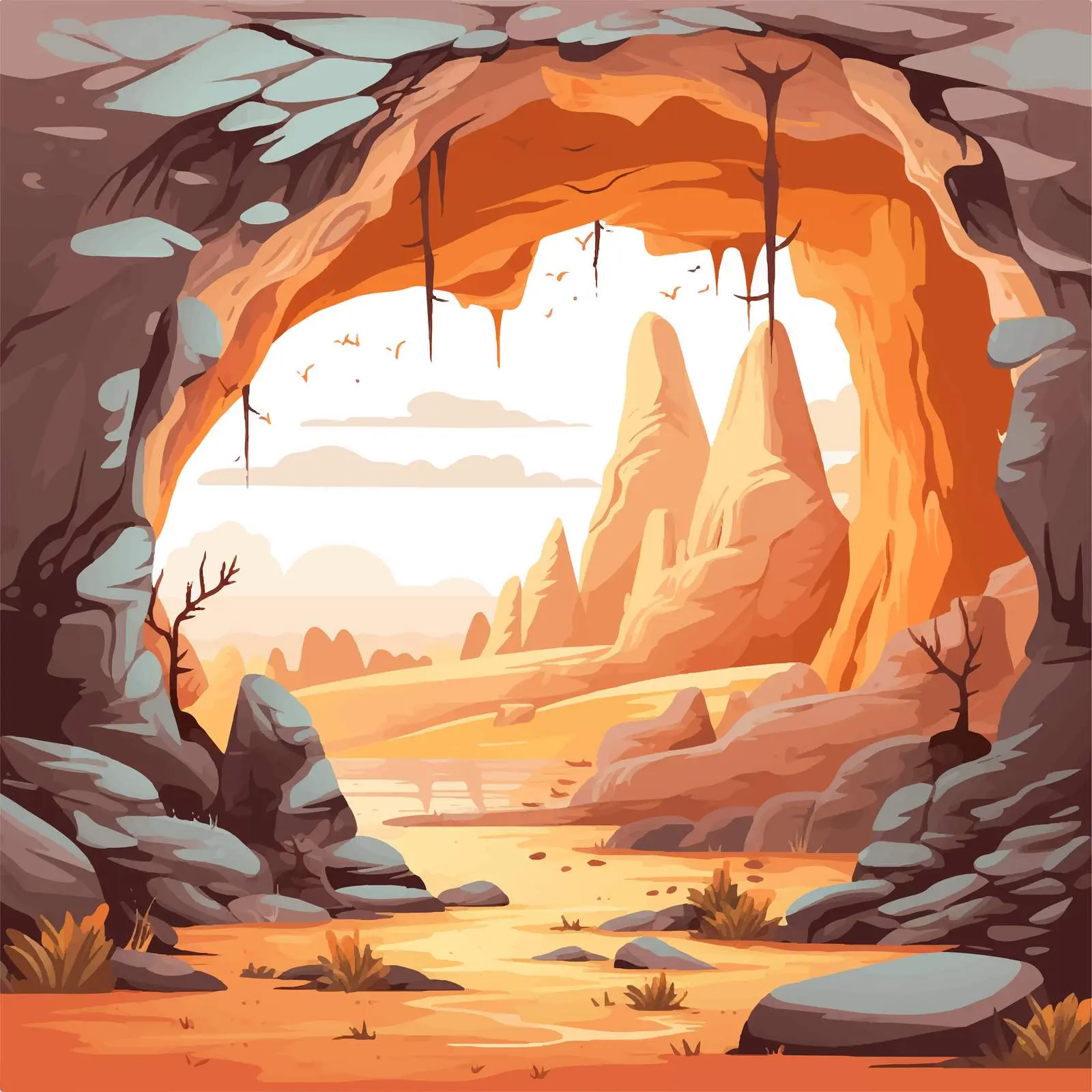 Natural Landscape with Cave Illustration — free download from Dotvec