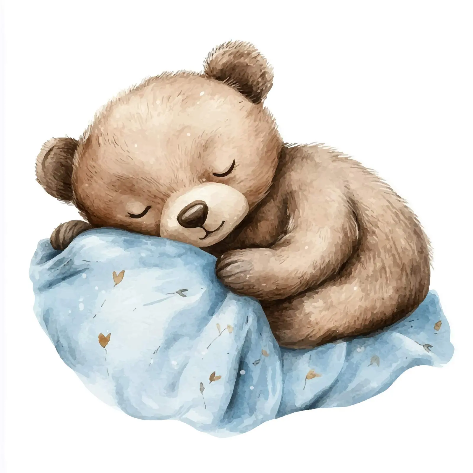 Newborn Baby Bear Sleeping in Blue Blanket — free download from Dotvec