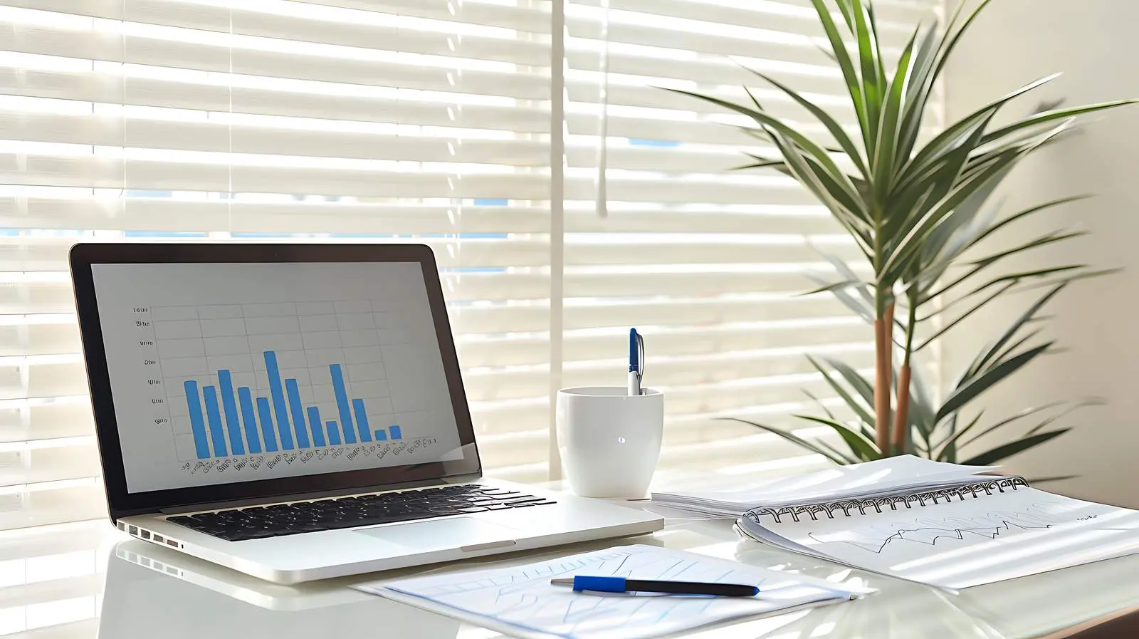 Notebook and Laptop on Office Desk — free download from Dotvec