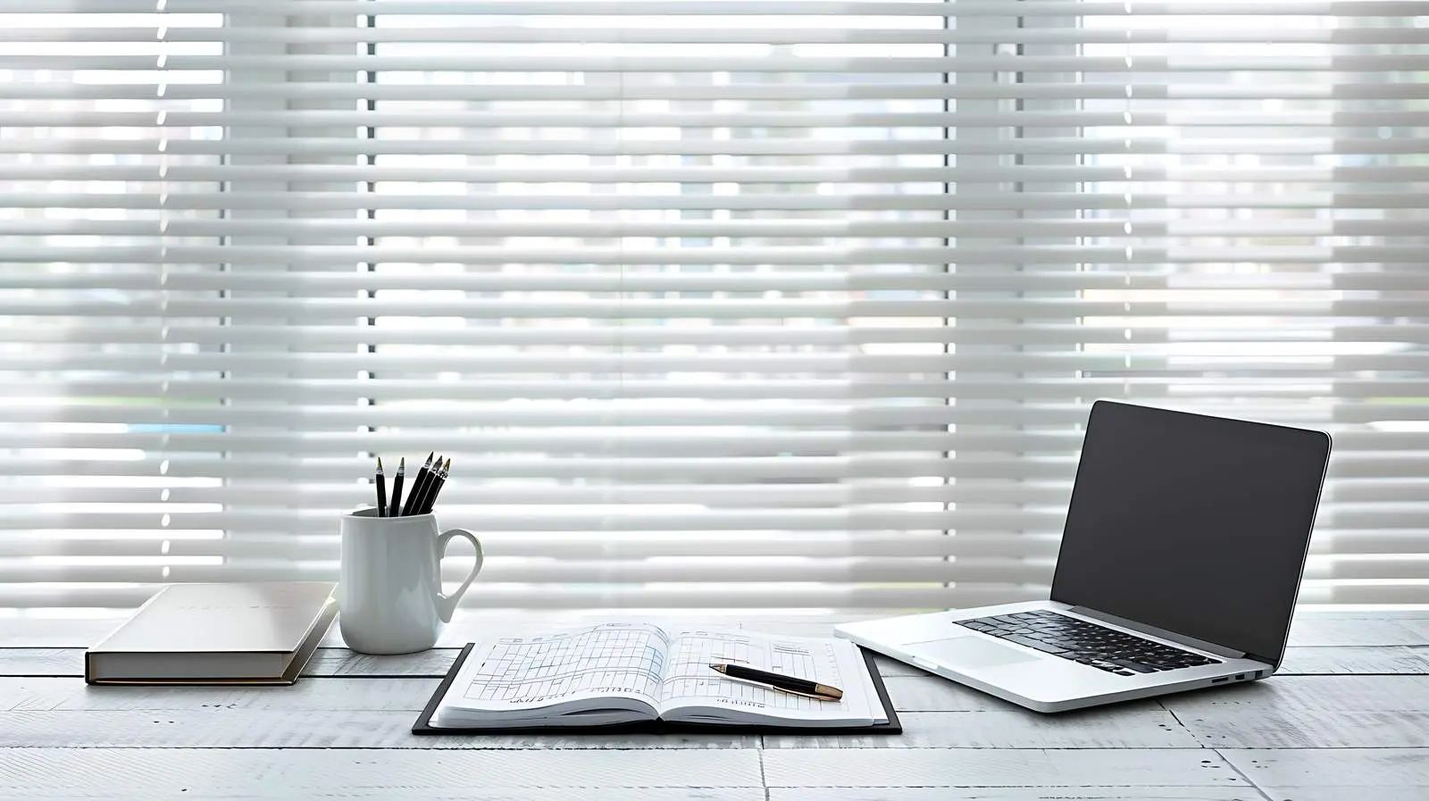 Office Supplies on Desk with Laptop and Notebook — free download from Dotvec