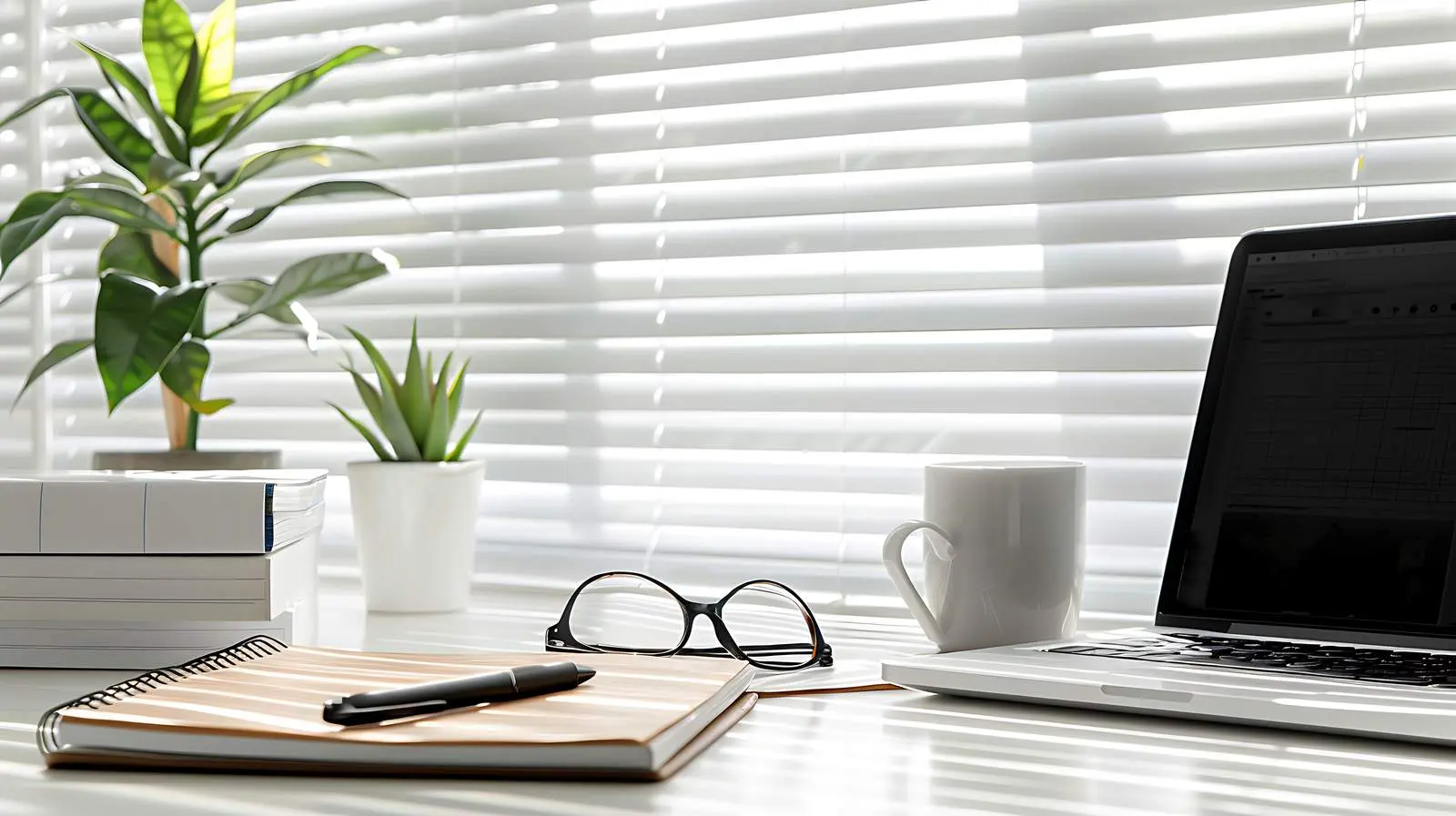 Office Workspace with Notebook and Laptop — free download from Dotvec