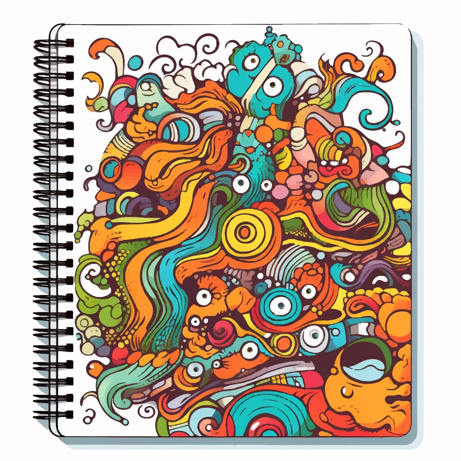 Colorful Doodle Sketch on Notebook Cover — free download from Dotvec
